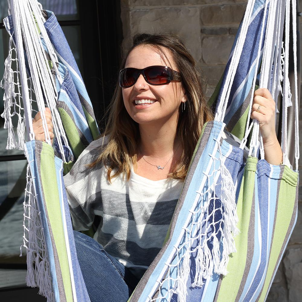 Vivere Brazilian Hammock Chair, Denim Garden & Outdoor