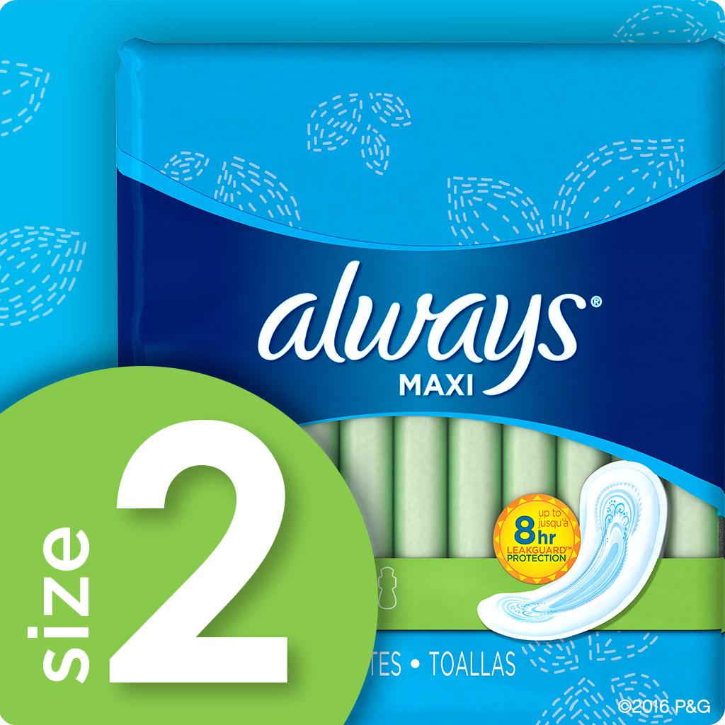 Always Maxi Unscented Pads without Wings, Long/Super, 22
