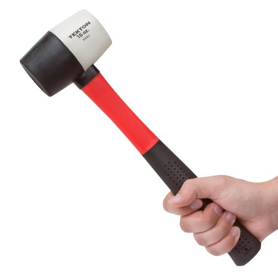 TEKTON 30683 Fiberglass Handle White/Black Rubber Mallet, 16Ounce