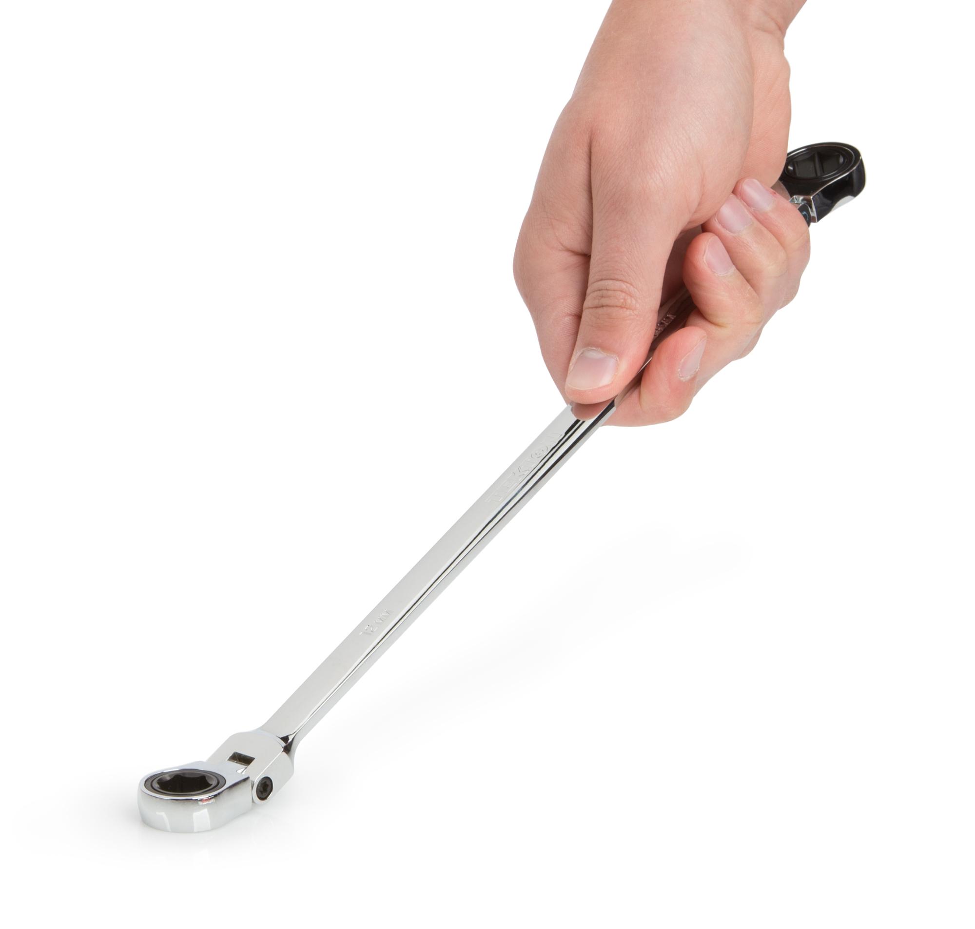TEKTON WRN77107 Extra Long FlexHead Ratcheting Box End Wrench, 12 mm x