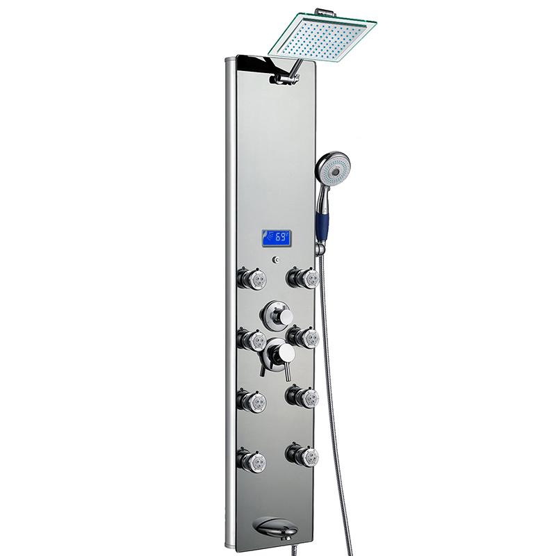 AKDY AK787392M 52 Inch Tempered Glass Aluminum Shower Panel Az787392M