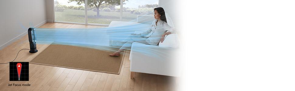 Dyson AM09 Hot+Cool fan heater wide projection diffused mode