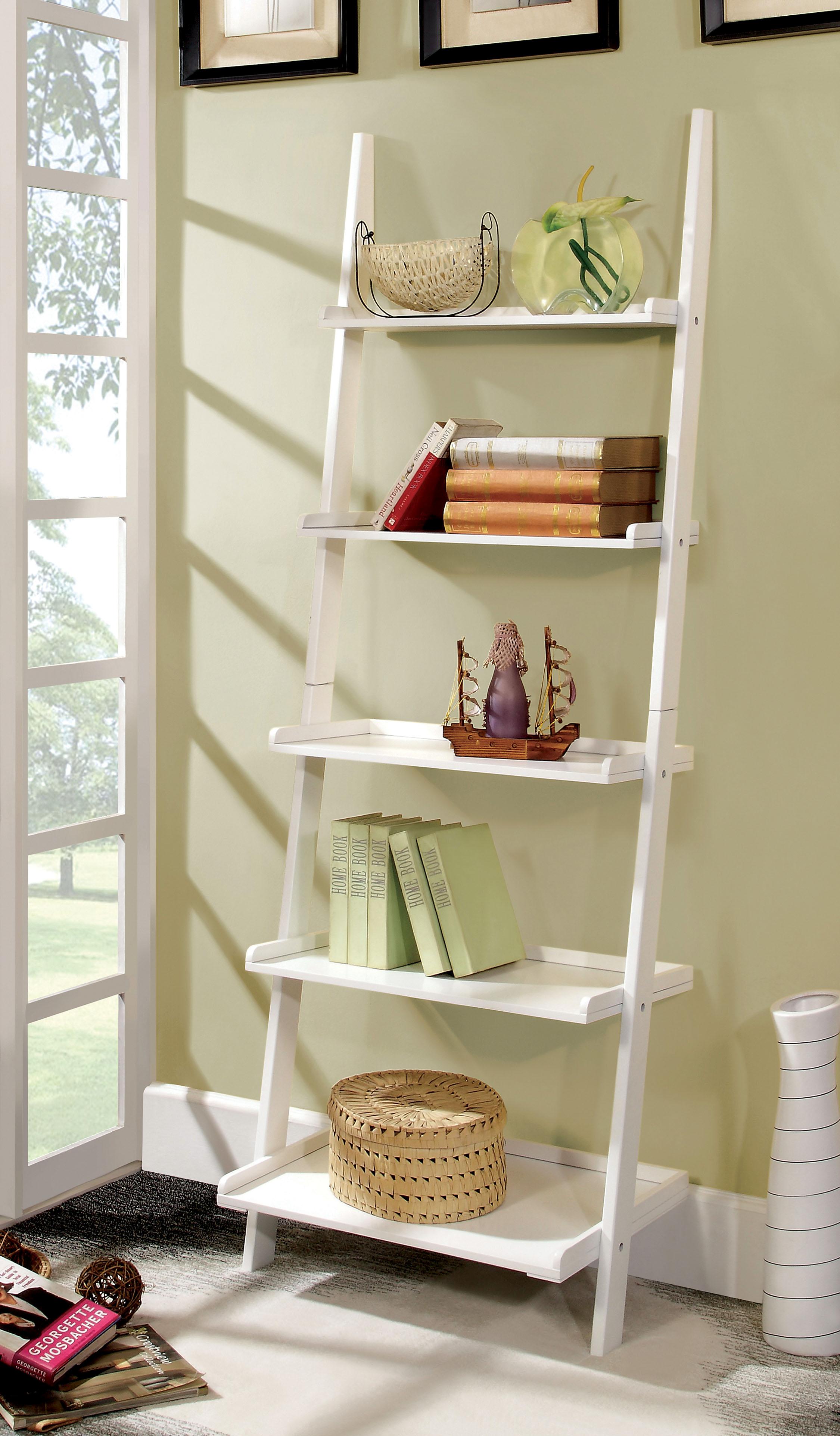 Furniture of America Klaudalie 5Tier Ladder Style Bookshelf, Black Kitchen & Dining