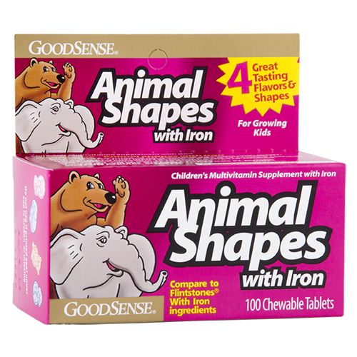 GoodSense Animal shapes chewable vitamins with iron, 100
