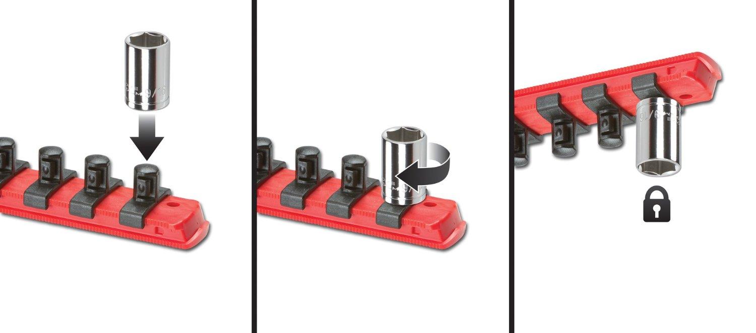 TEKTON 3/8Inch Drive Socket Holder and Organizer with 14 Clips 1882