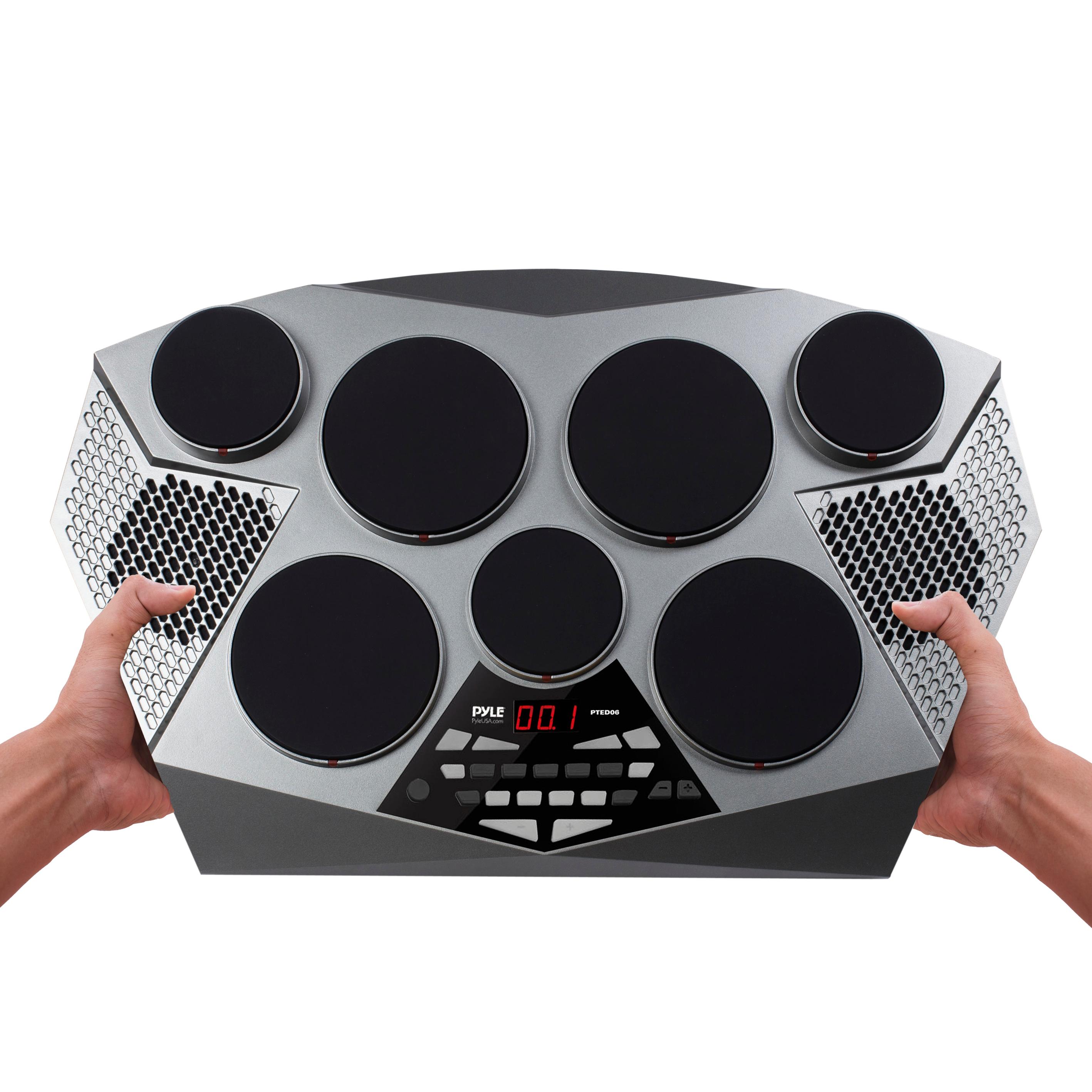 Pyle Electronic Drum Set Pad With Built in Speakers Foot