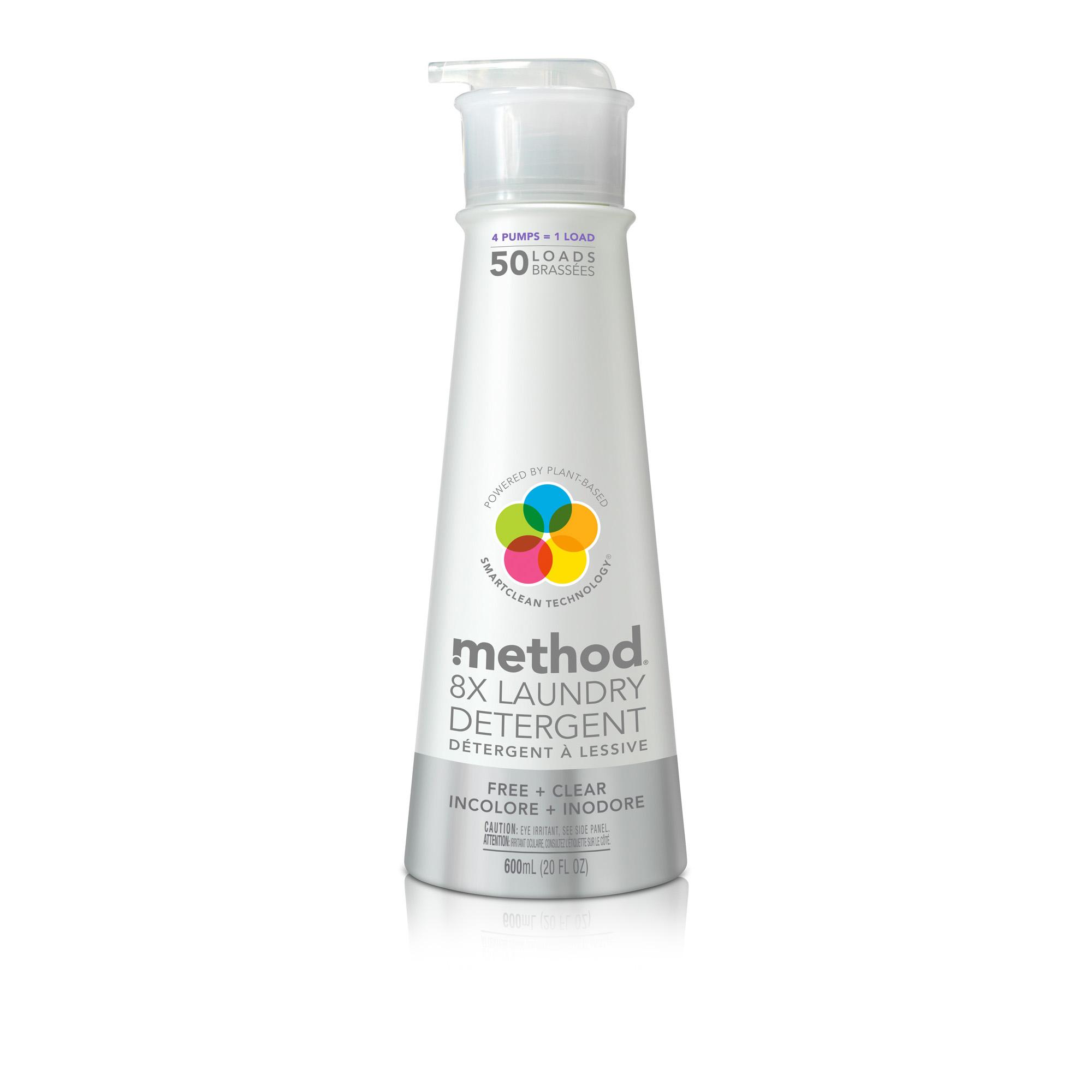 Method 8x Laundry Detergent, Free + Clear, 20 Ounce, 50