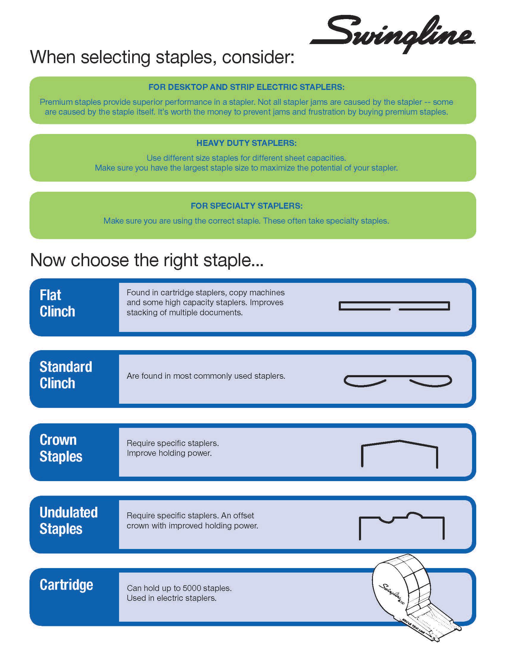 Swingline Standard Staples, 1/4 Inch Length, 5 Boxes (5000