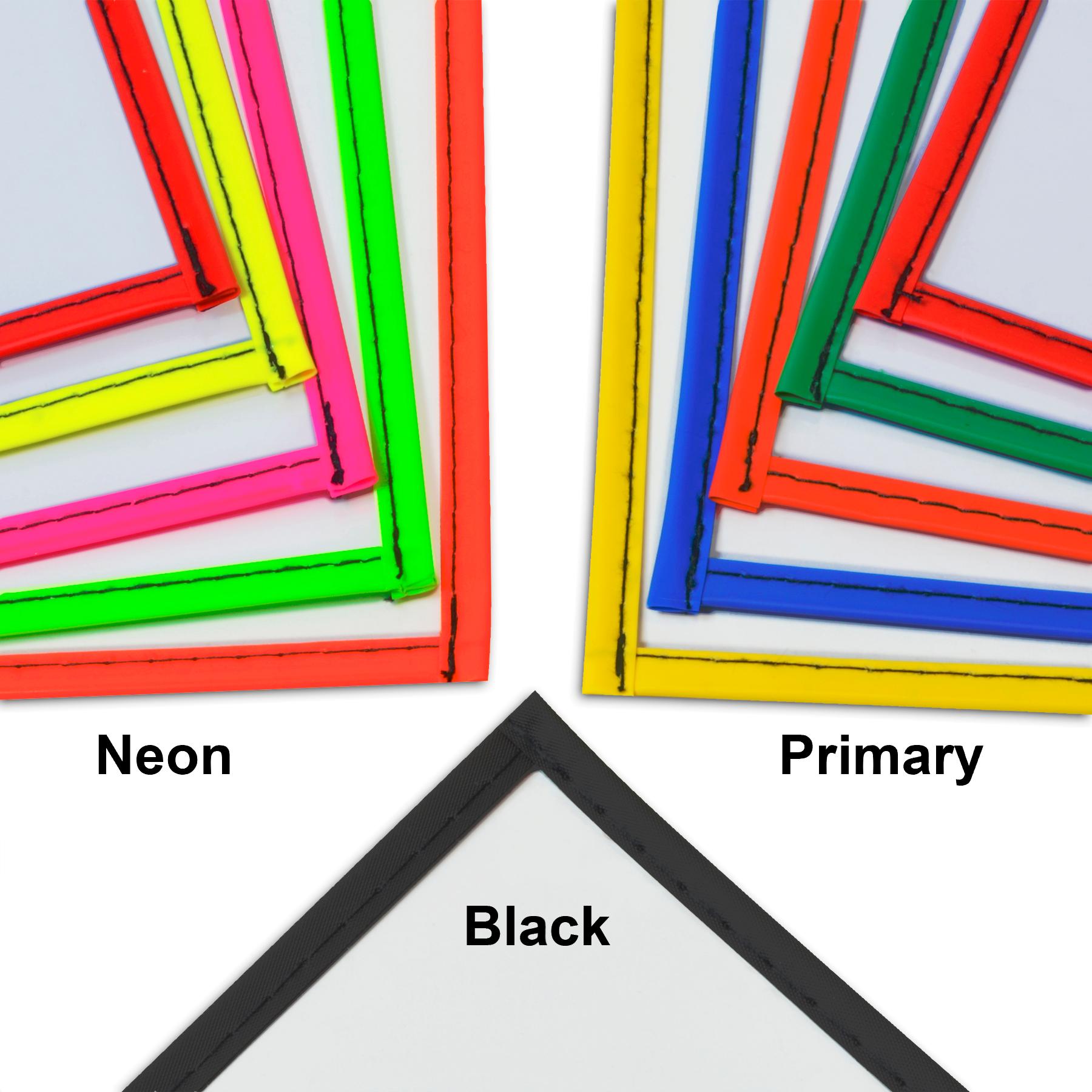 CLine Reusable Dry Erase Pockets, 9 x 12 Inches, Assorted