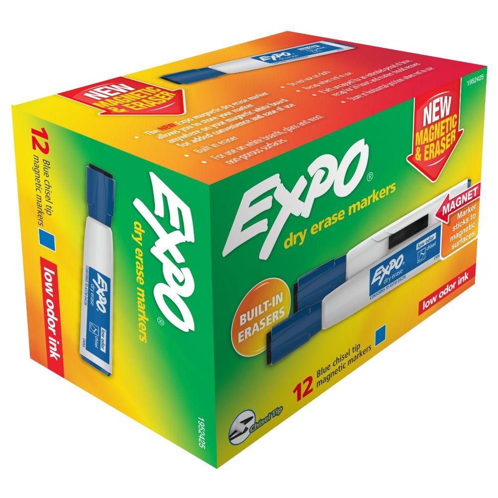 EXPO Dry Erase Marker with Eraser, Chisel Tip
