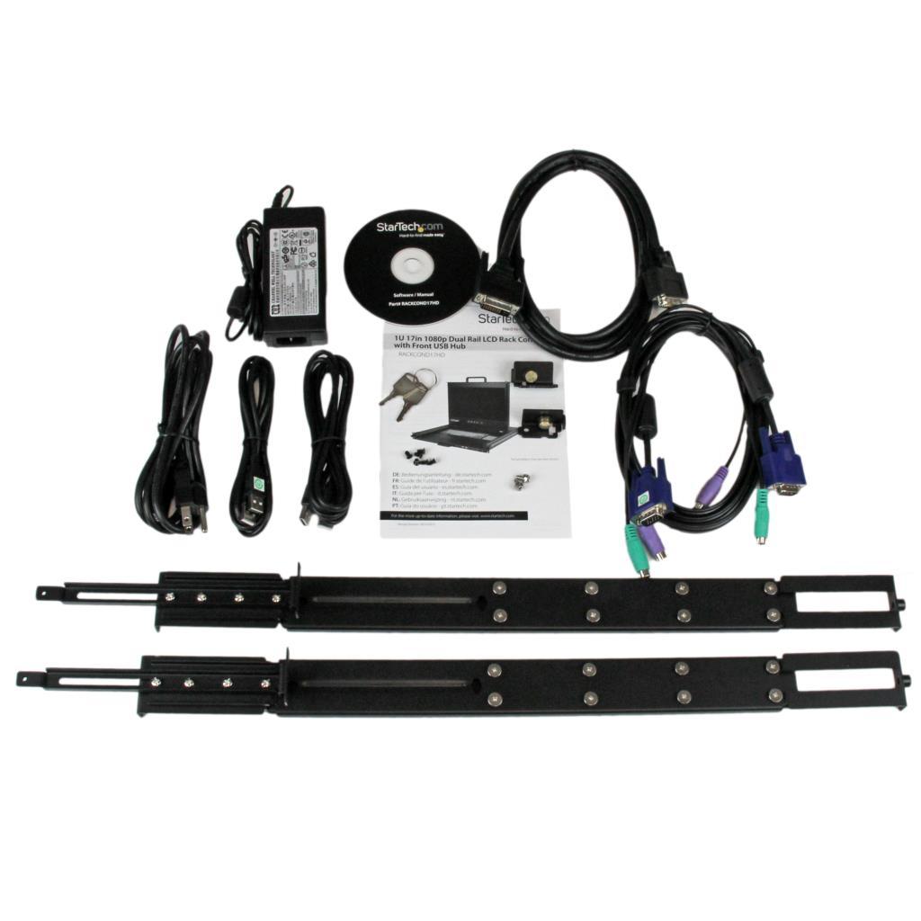 Startech 1u 17in Hd 1080p Dual Rail Rackmount Lcd Console W ...