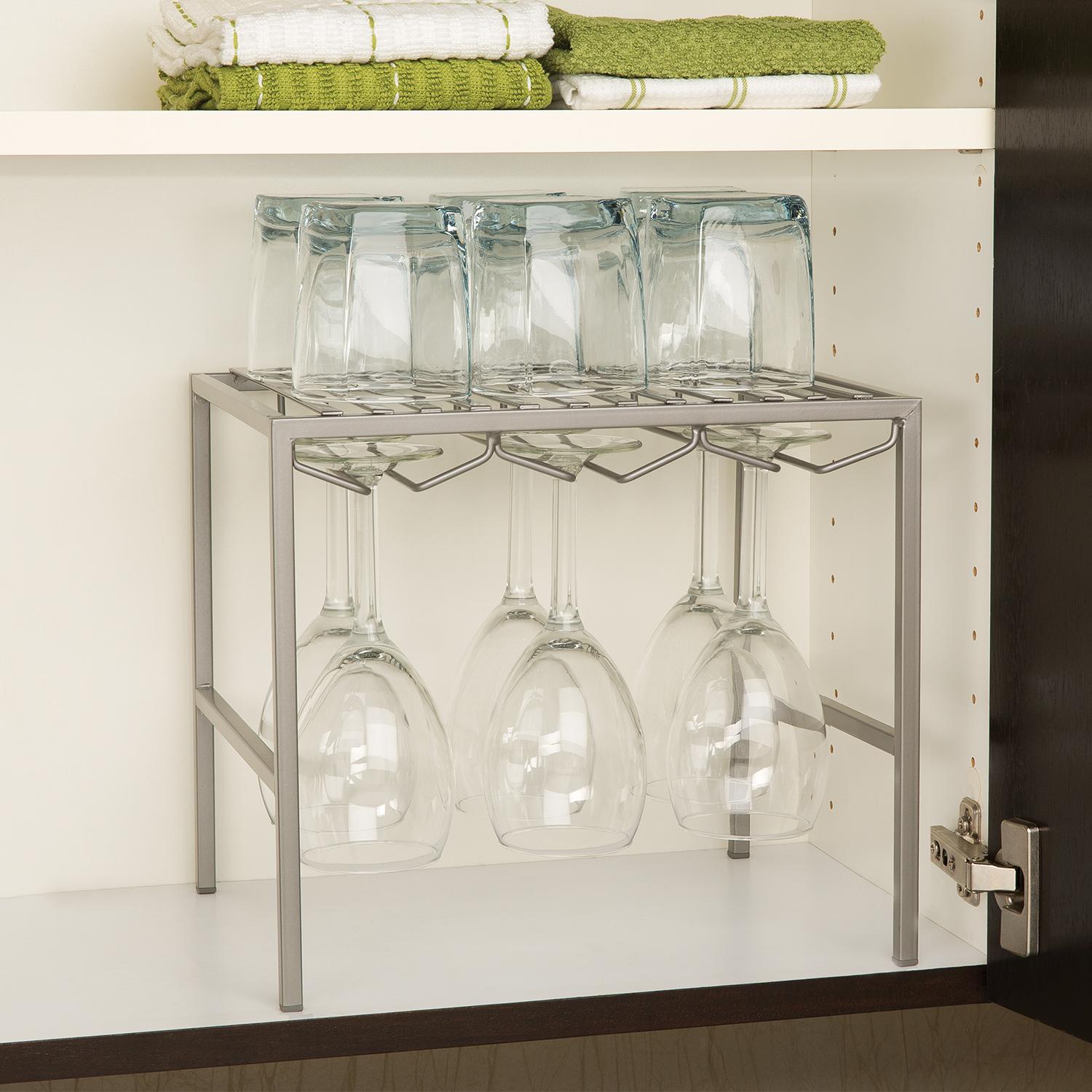 Seville Classics Stemware Holder & Shelf, Platinum