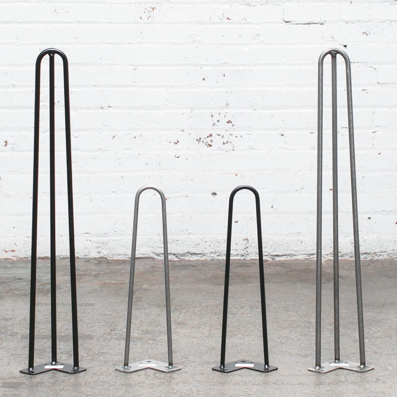 28" Hairpin Legs (Raw Steel, ThreeRod) Industrial Strength Mid Century