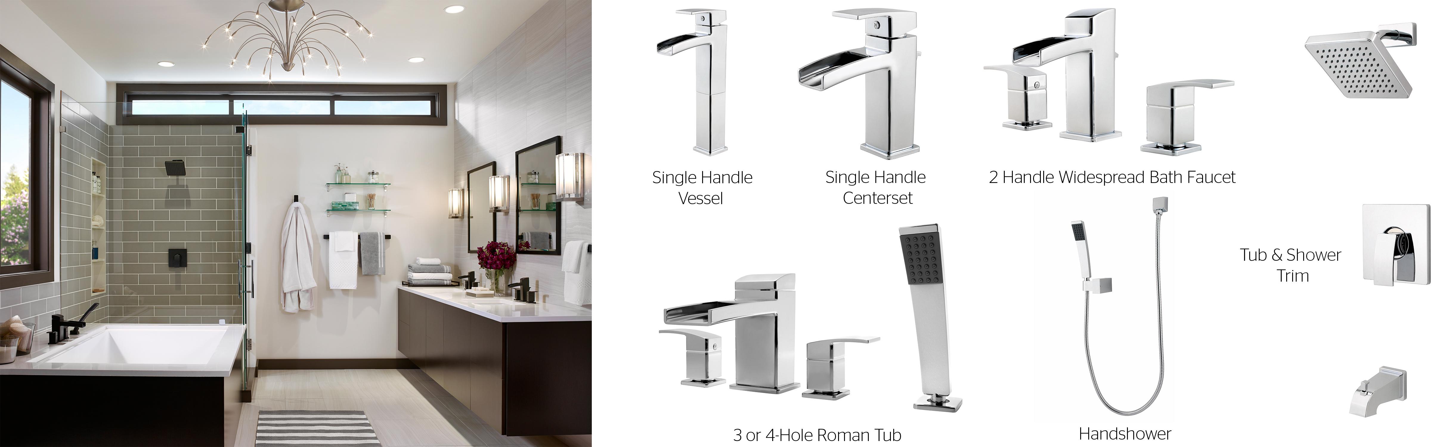 Pfister T49DF0C Kenzo 2Handle 8" Widespread Waterfall Bathroom Faucet