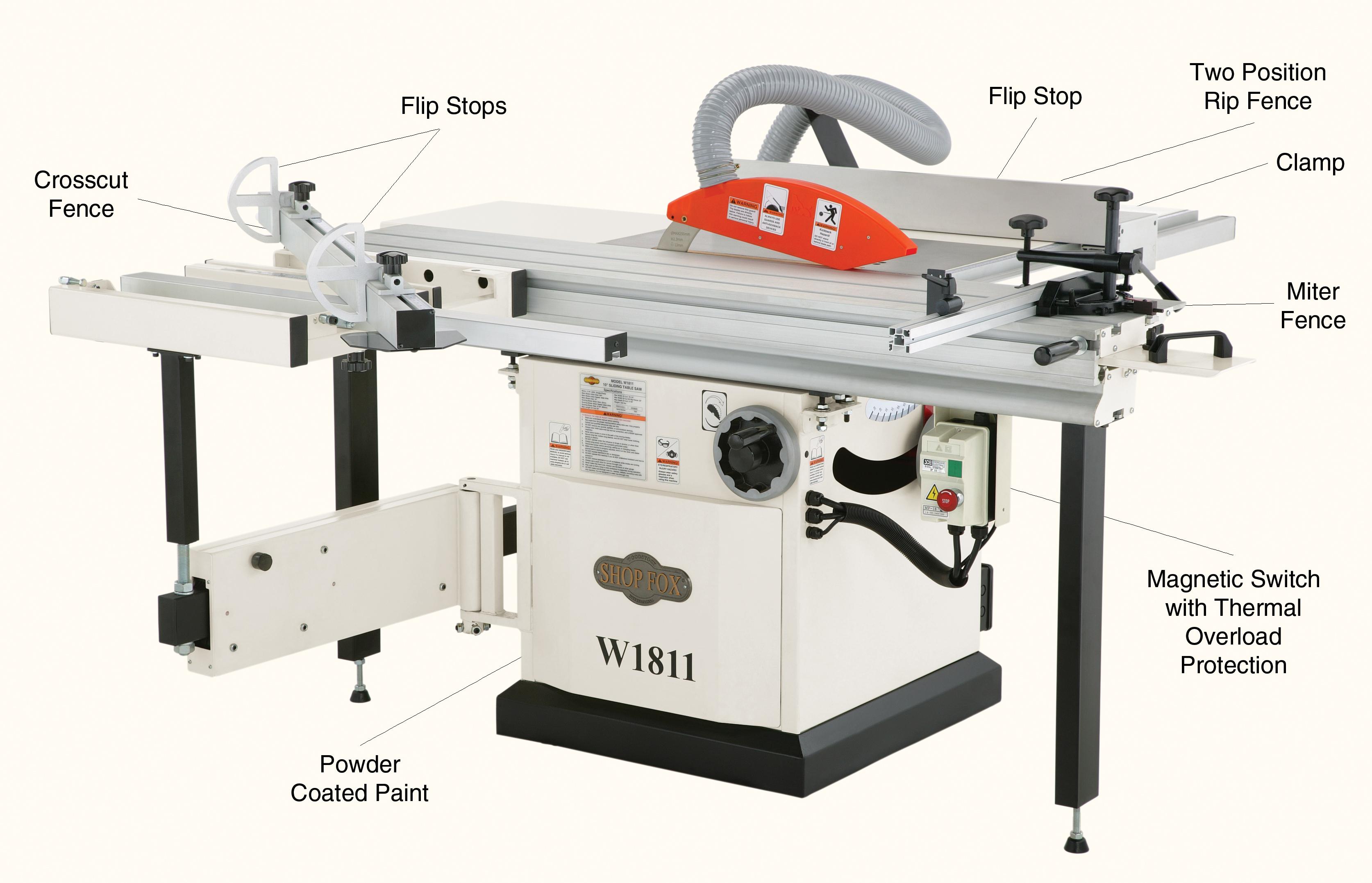Shop Fox W1811 10Inch 5 HP Sliding Table Saw Power Table Saws