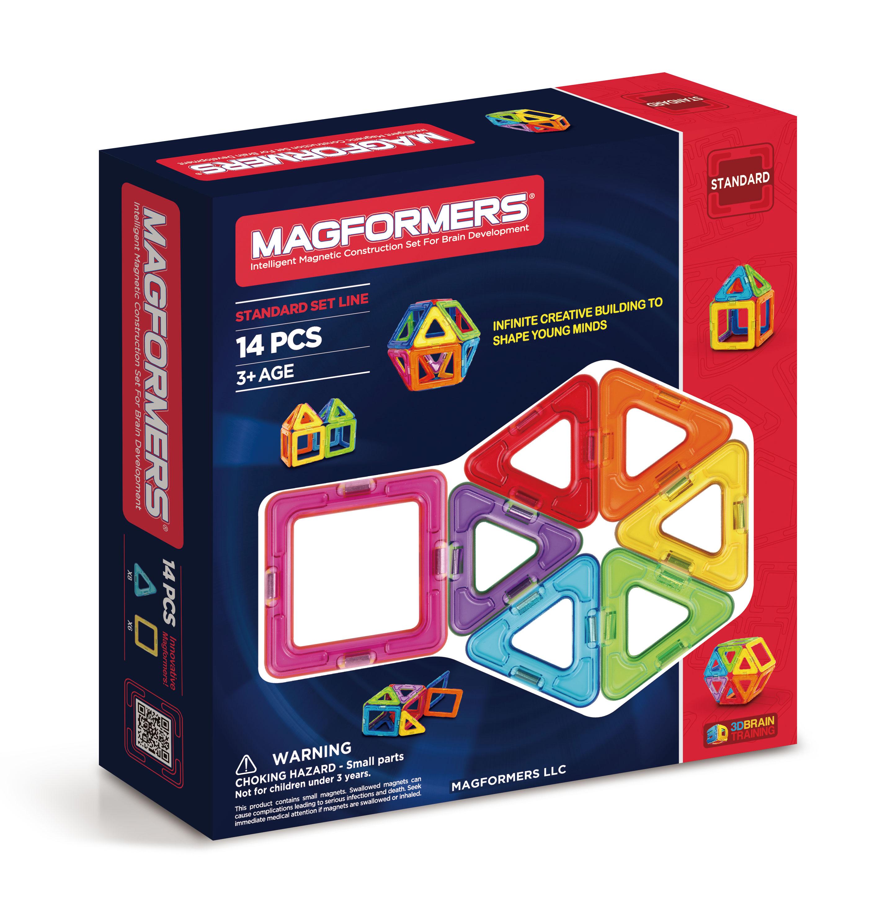 Amazon.com: Magformers Basic Set (14-pieces) Magnetic Building Blocks ...