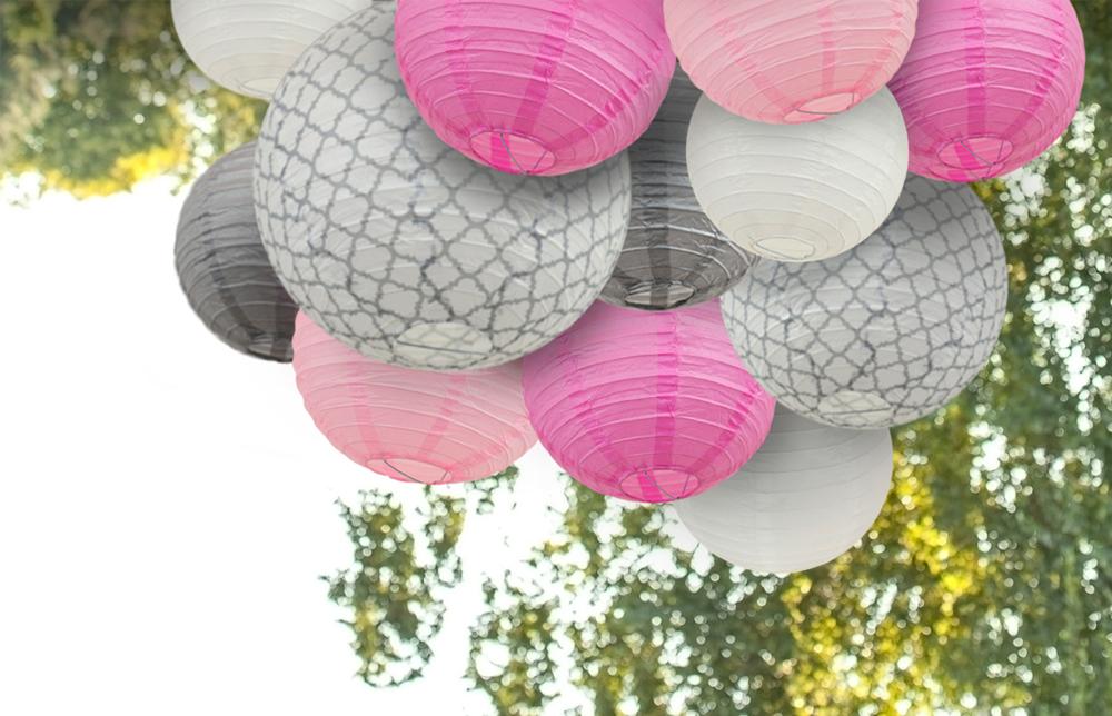 Bobee Paper Lanterns, pink and grey set, 5pack Home
