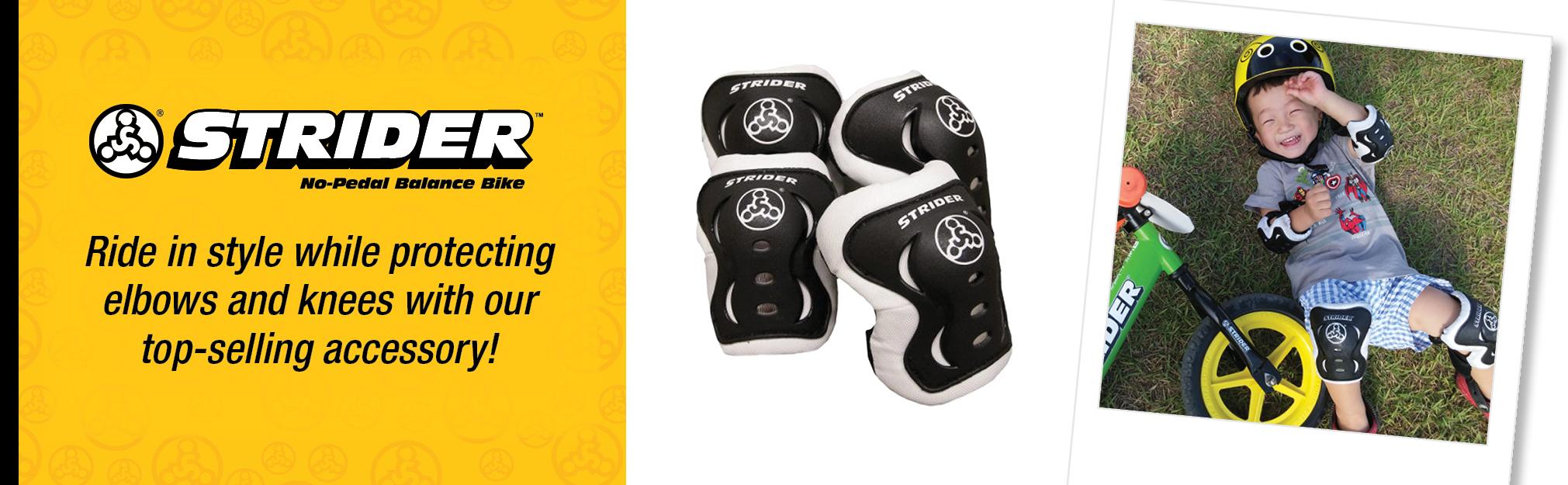 Strider Knee and Elbow Pad Set for Safe Riding, Black