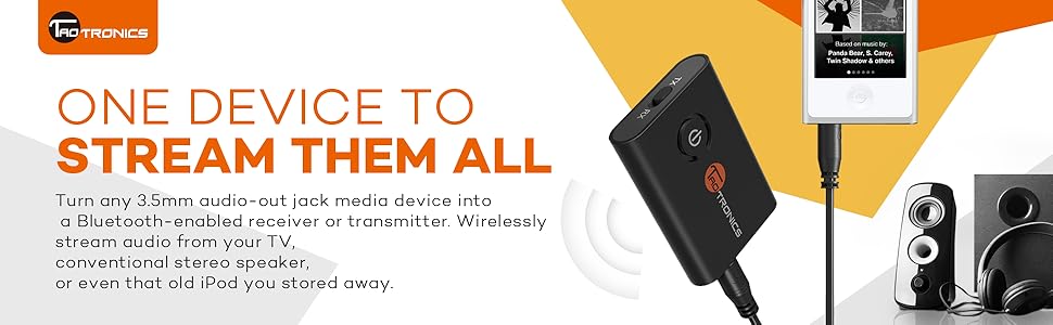 bluetooth transmitter TaoTronics wireless tv ear aptX Low Latency 2-in-1 converter broadcaster