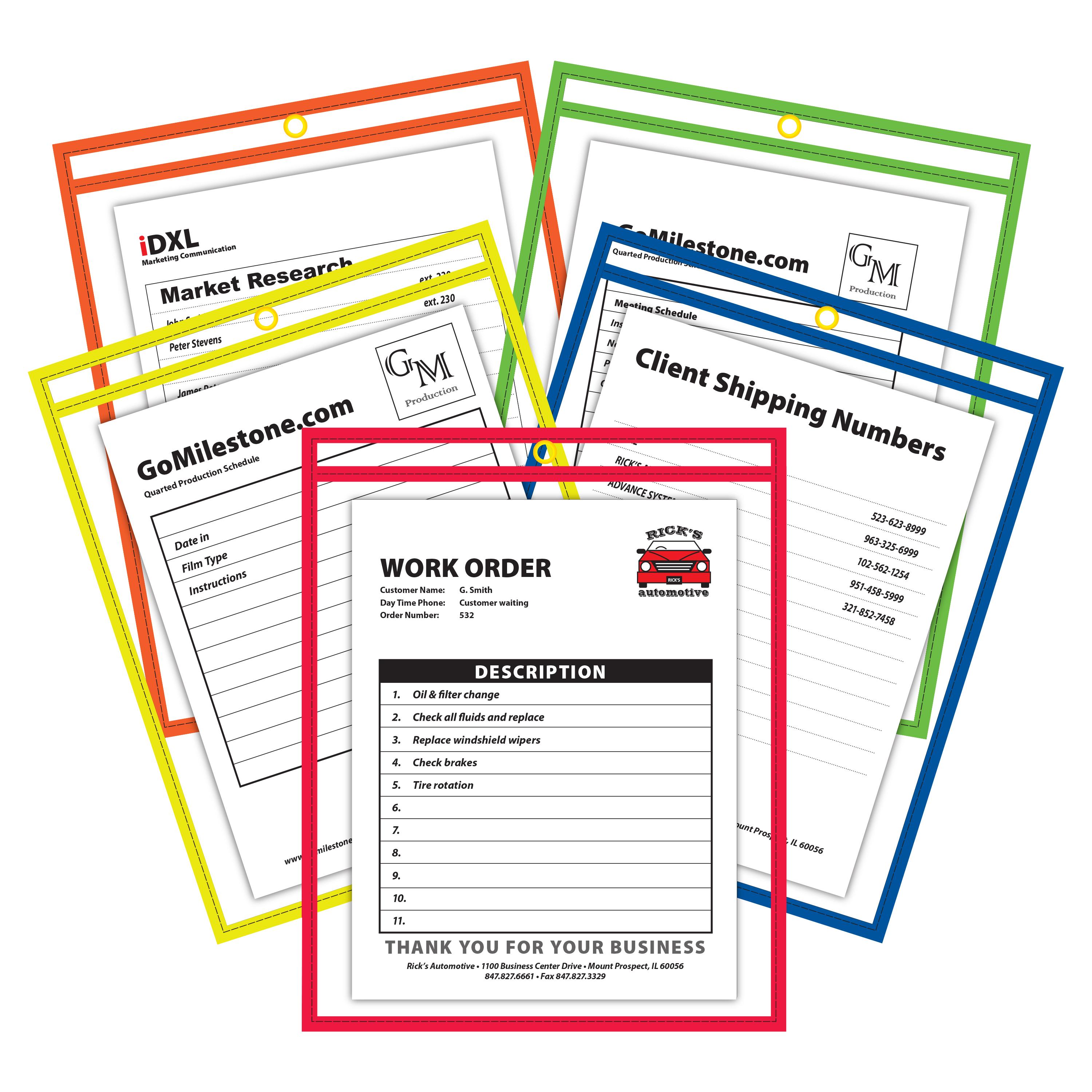 CLine Stitched Shop Ticket Holders, Both Sides Clear, 9 x