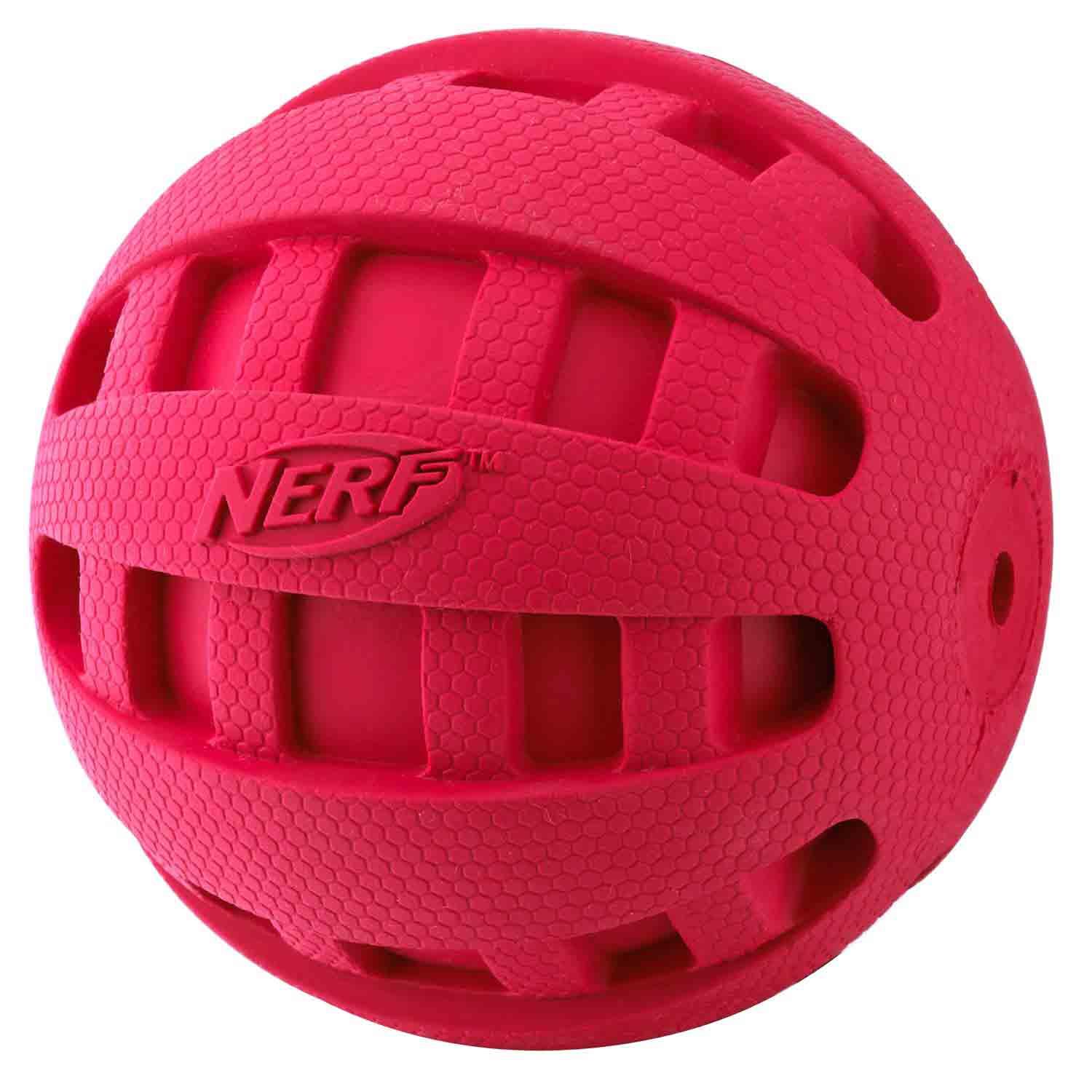 Pet Supplies Nerf Dog Checker Squeak Rubber Ball Dog Toy, Medium/Large, Red
