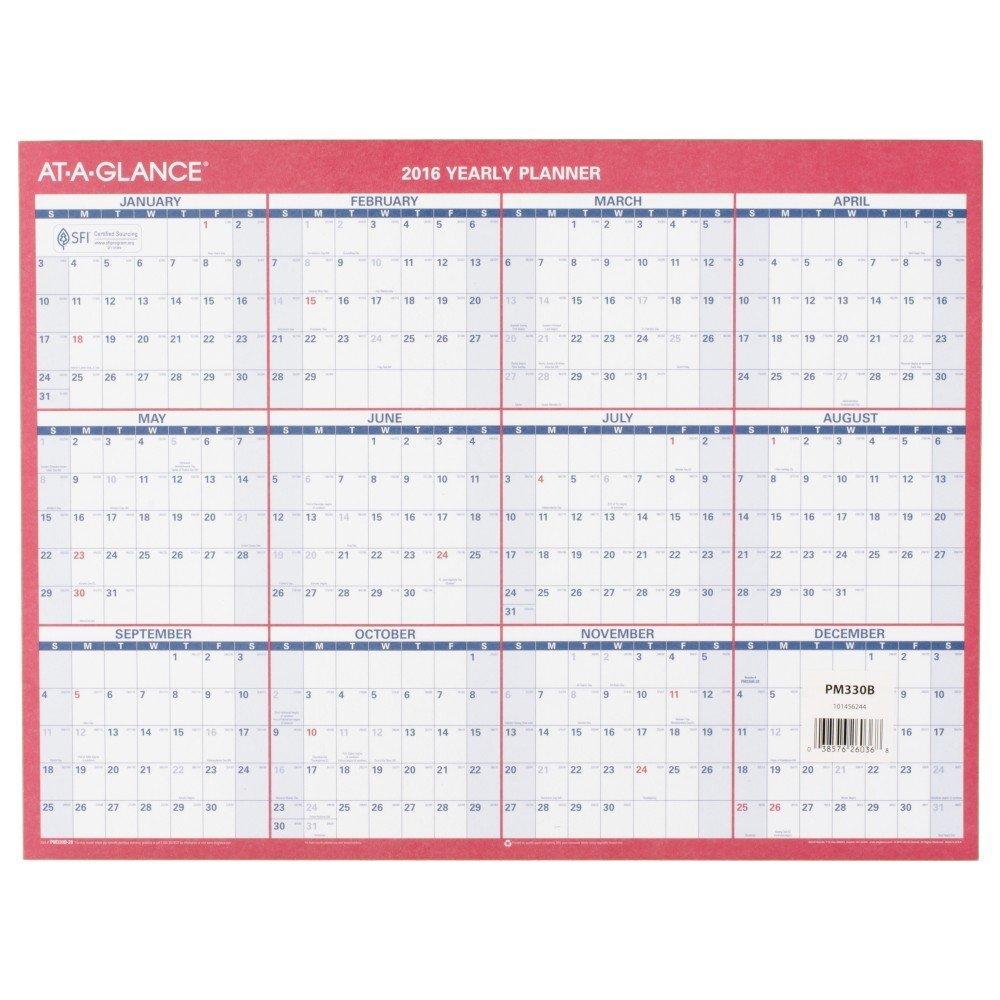 Amazon AT A GLANCE Yearly Wall Calendar 2016 Erasable 2 Sided 