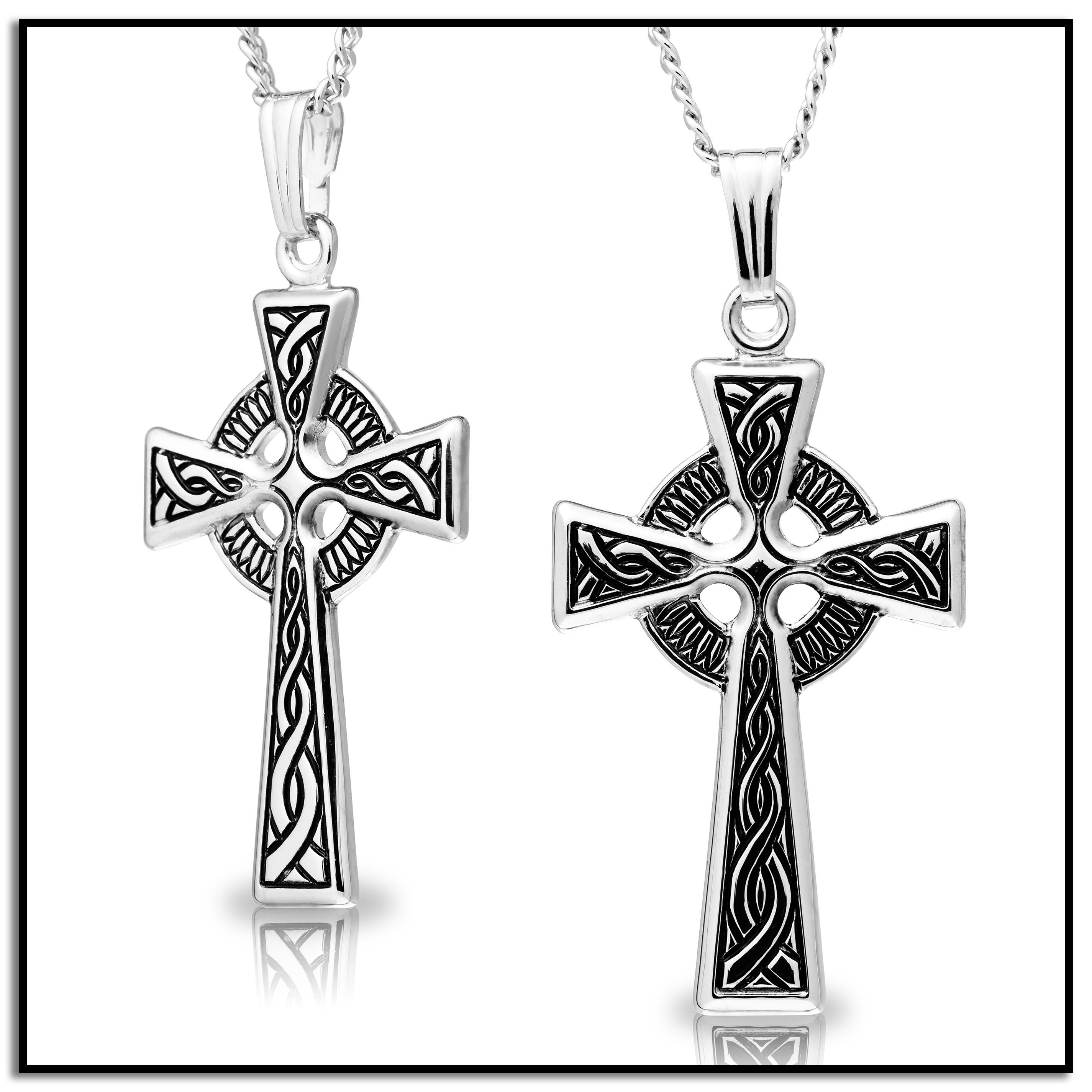 Sterling Silver Celtic Cross Pendant Necklace, 18" Jewelry