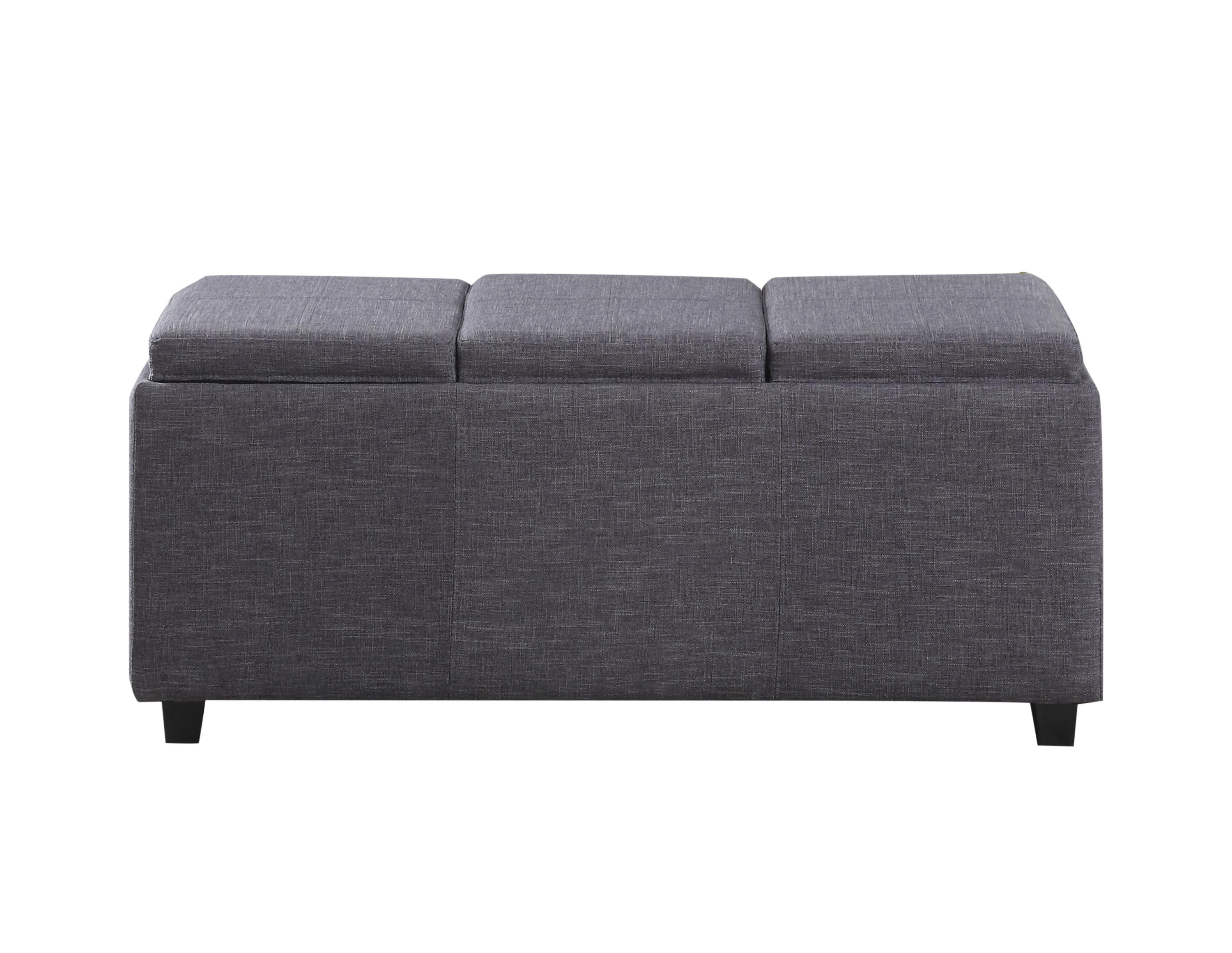Simpli Home Avalon Rectangular Storage Ottoman with 3