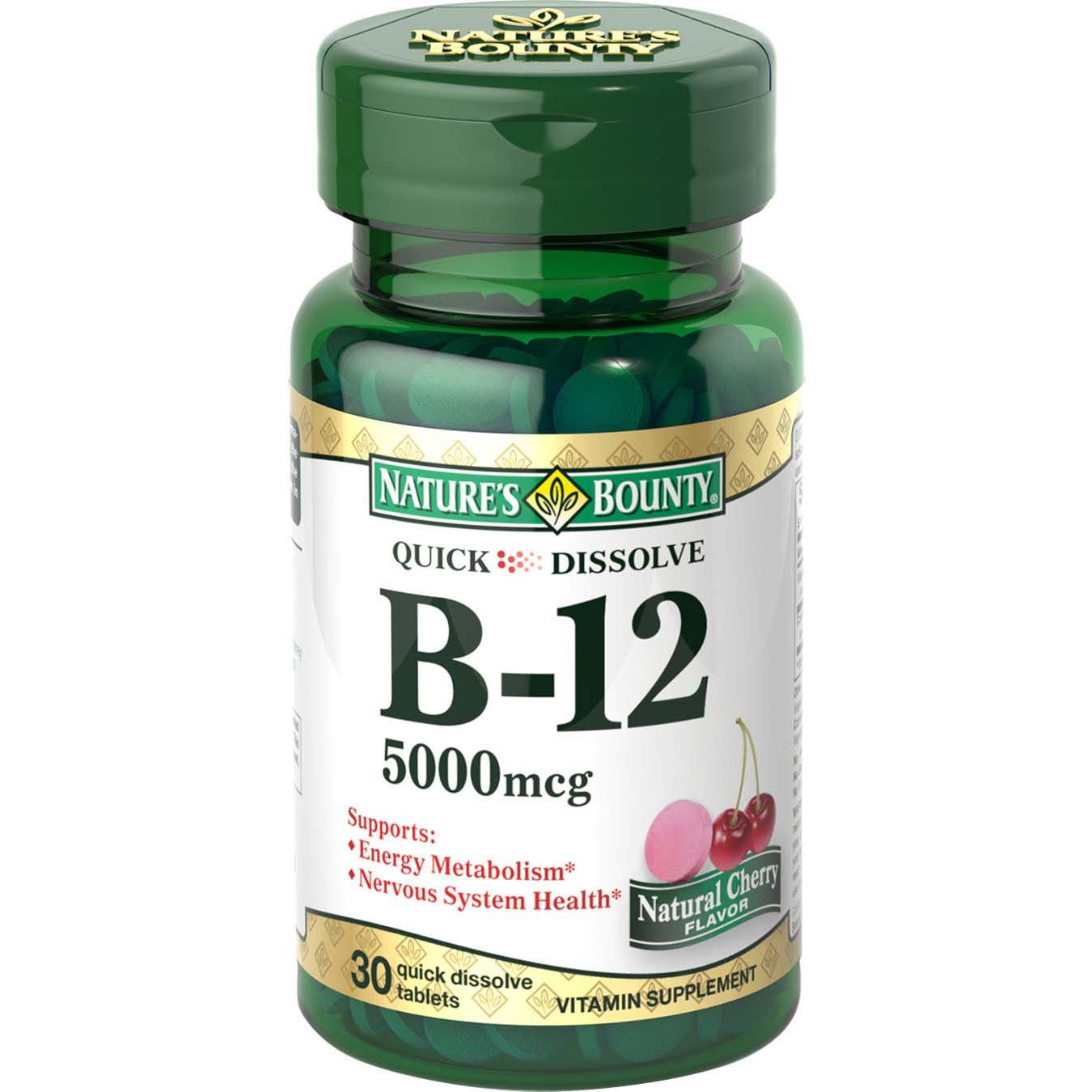 Nature's Bounty Sublingual Vitamin B12, 5000mcg, 30 Tablets (Pack of 3) Health