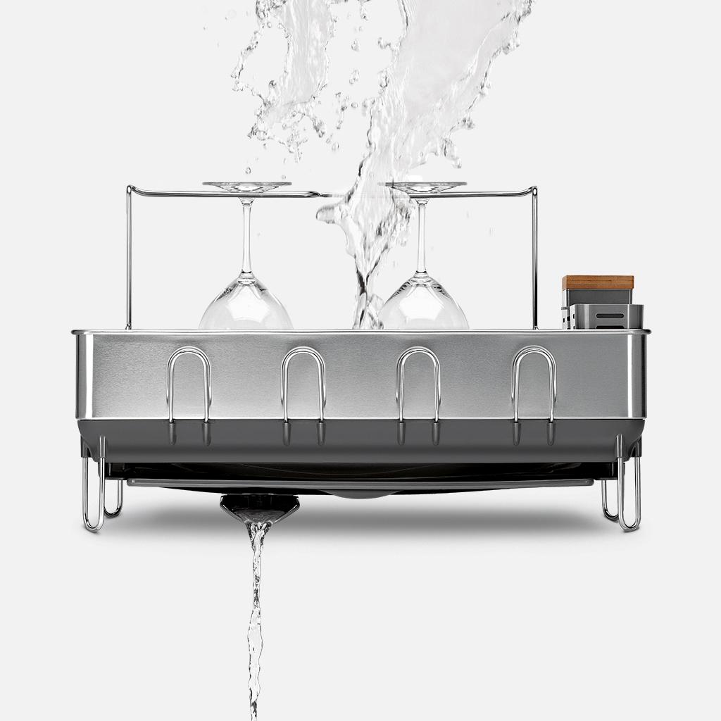 DishDryingRackDrainerStainlessSteelWineGlassHolderPlatesCups