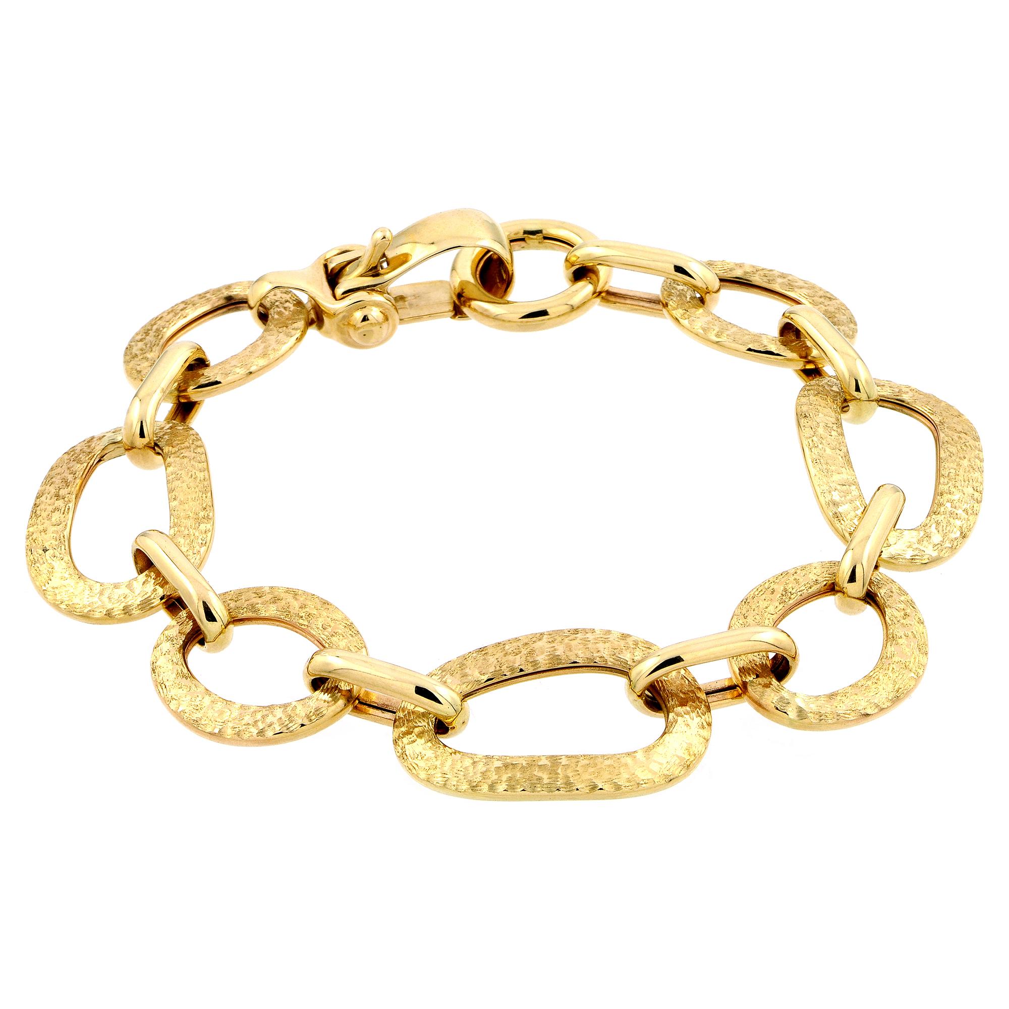 14k Yellow Gold Italian Hammered Bracelet, 7.5" Bracelets