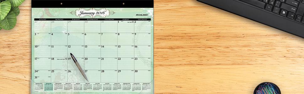 Amazon AT A GLANCE Desk Pad Calendar 2016 Poetica 21 75 X 15 5 