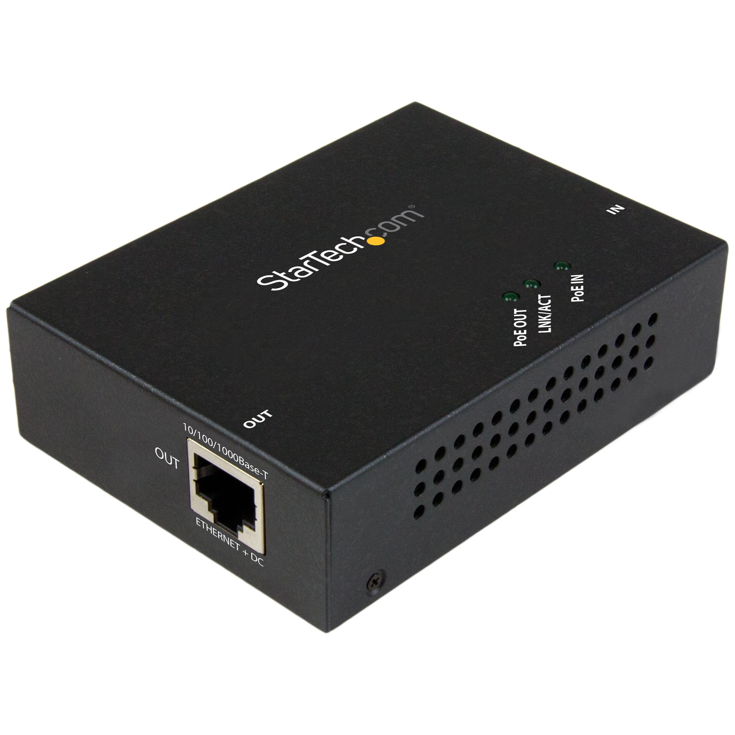 1 Port Gigabit PoE+ Extender 802.3at & 802.3af 100m (330ft) Power