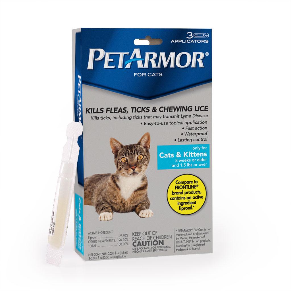 PETARMOR Flea & Tick Treatment for Cats with Fipronil (Over 1.5 Pounds), 3 Monthly