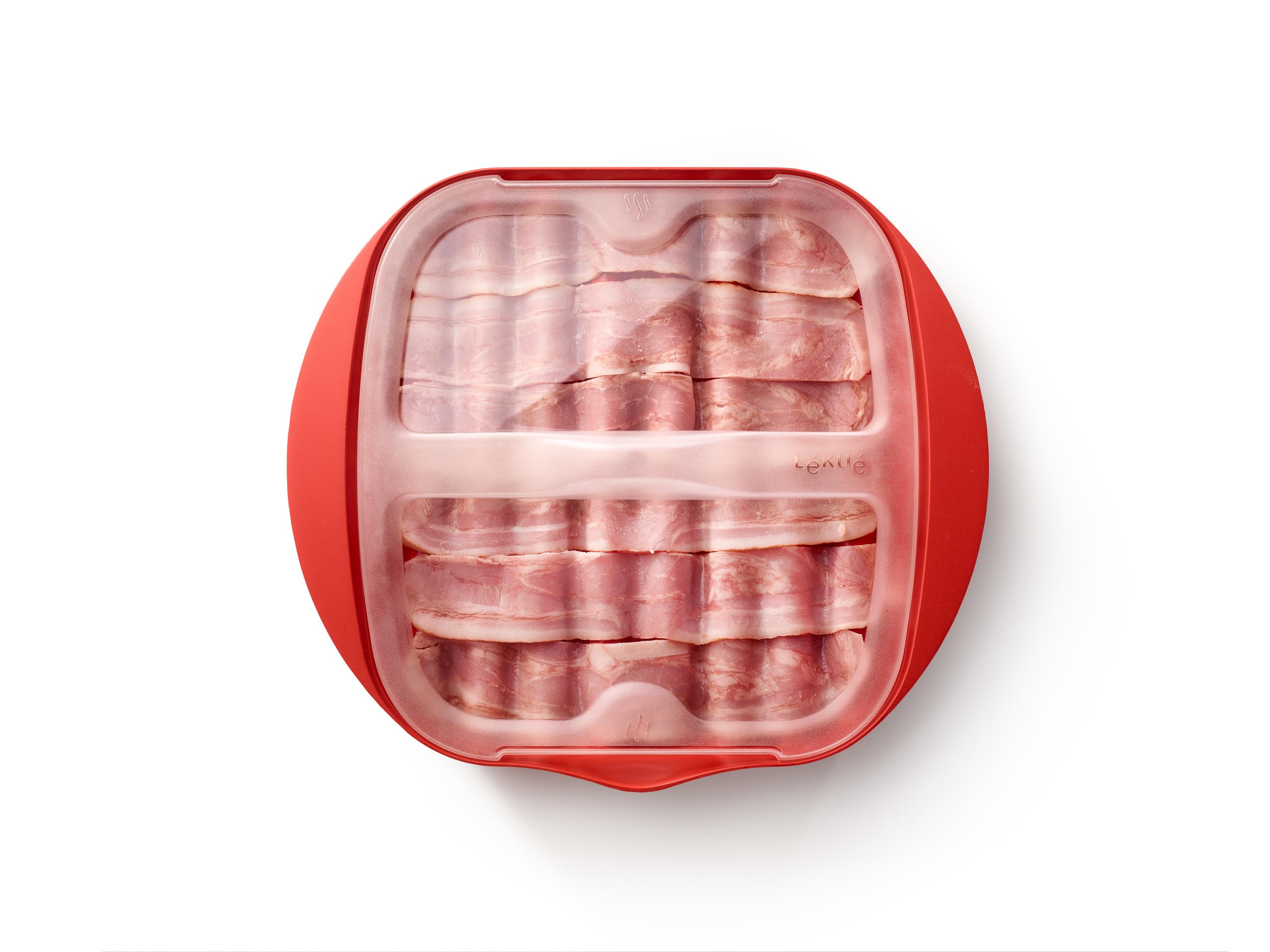 Lekue Microwave Bacon Maker/Cooker with Lid, Red Kitchen