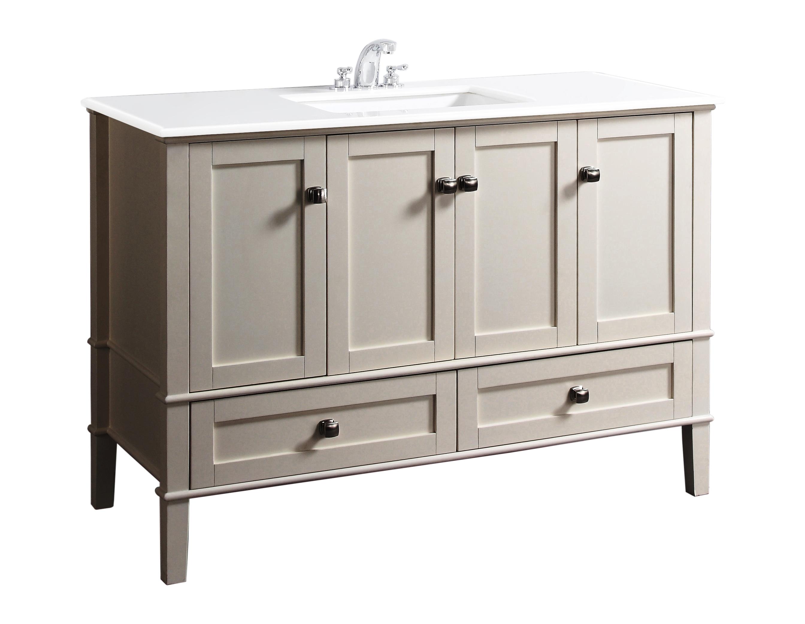 Simpli Home NLHHV029482A Chelsea 48" Bath Vanity With White Quartz