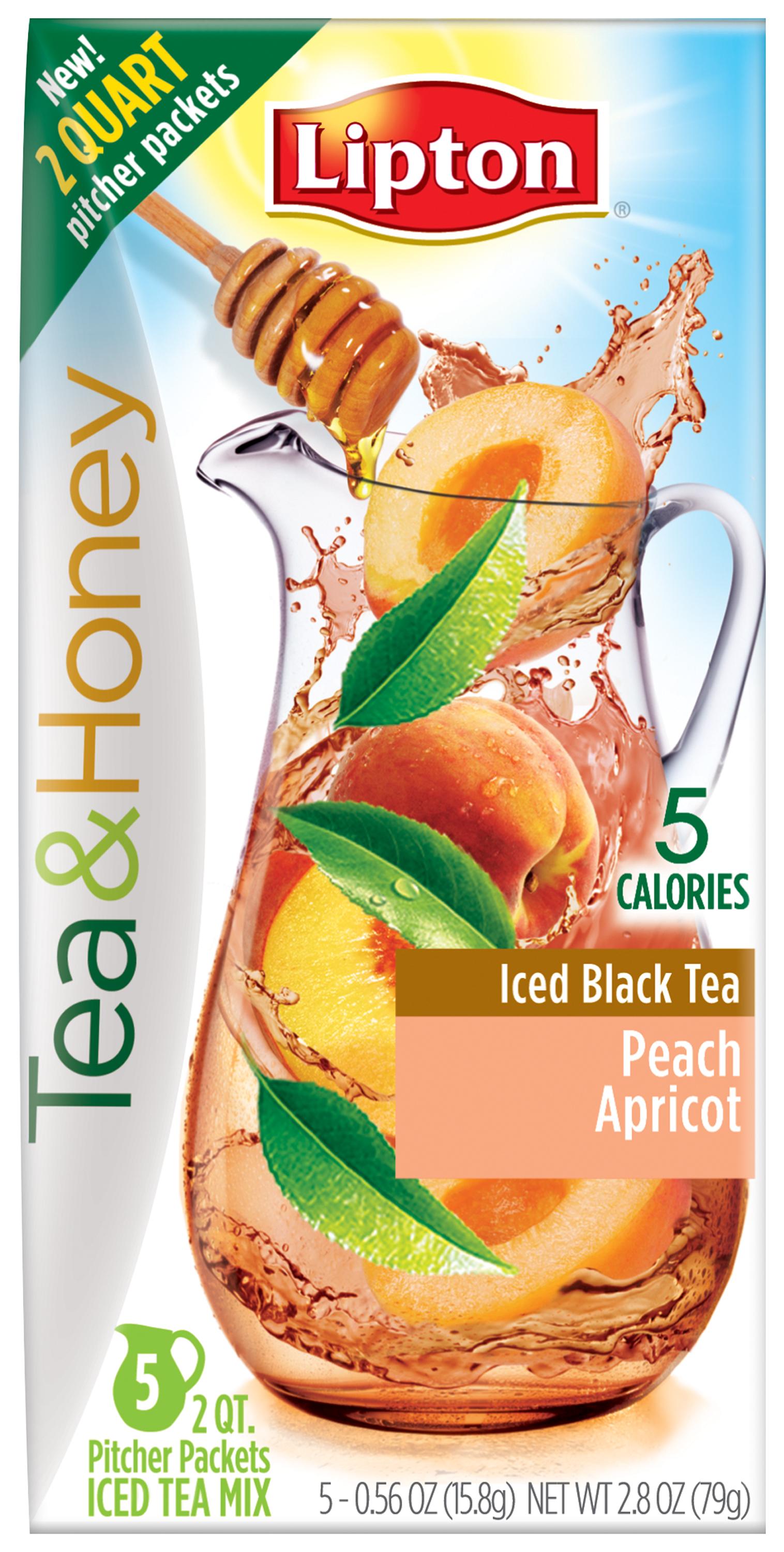 Lipton Tea & Honey 2 qt Pitcher Packets, Peach Apricot Iced Black Tea 5 ct Iced