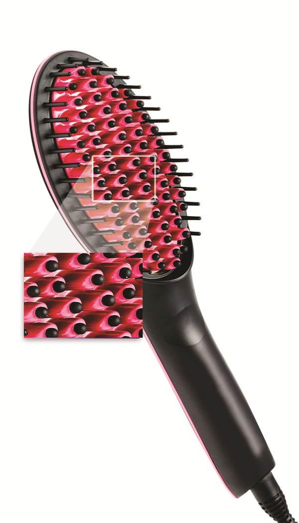 Simply Straight Ceramic Hair Straightening Brush, Black/Pink Beauty
