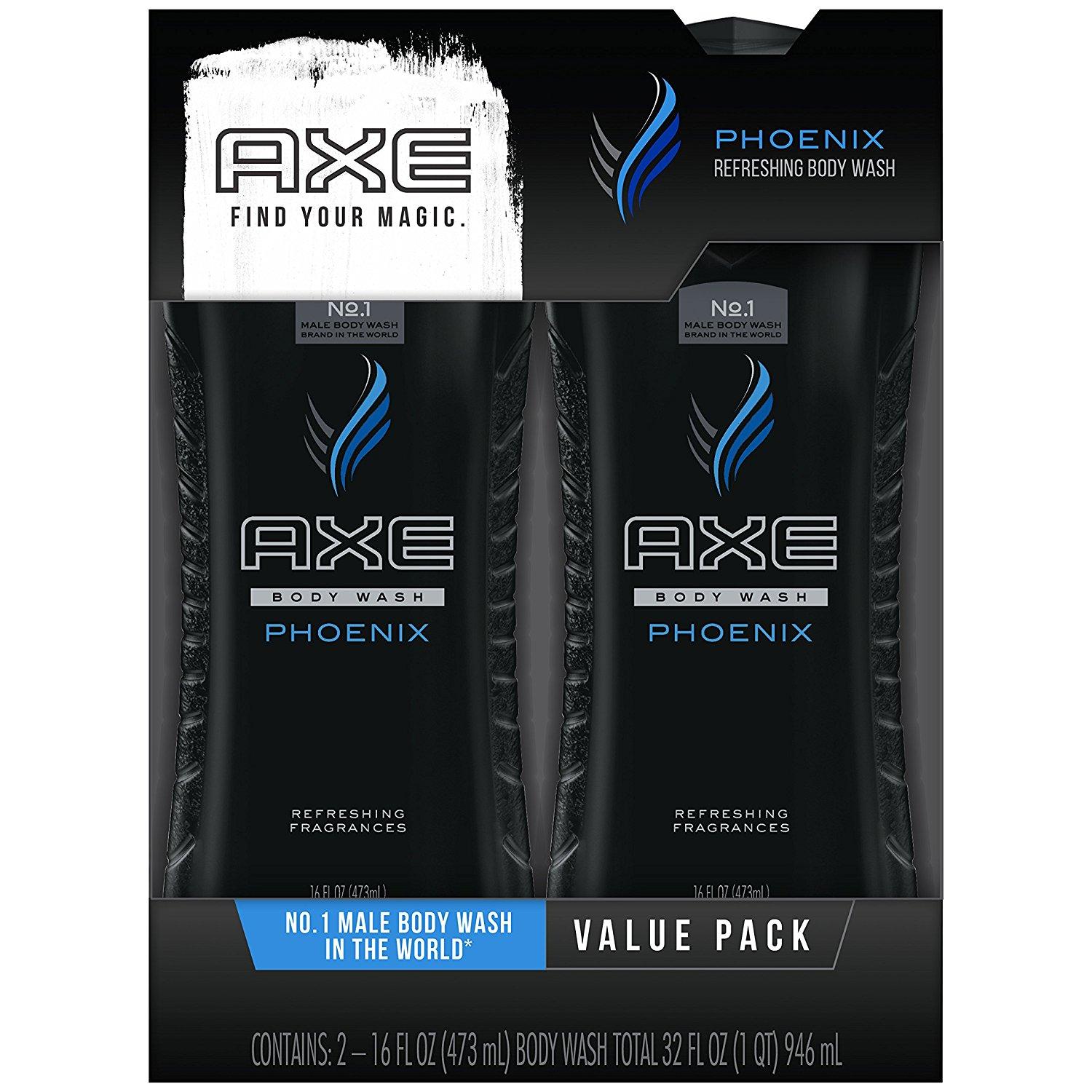 Axe Shower Gel, Phoenix 16 oz, Twin Pack Prime Pantry