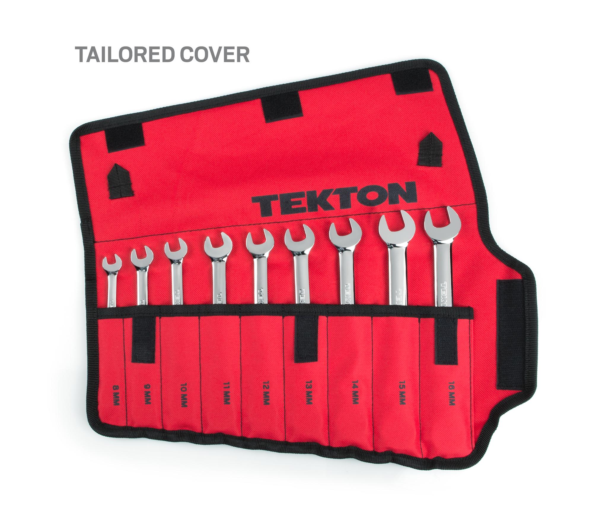 TEKTON WRN53187 Ratcheting Combination Wrench Set with Rollup Storage