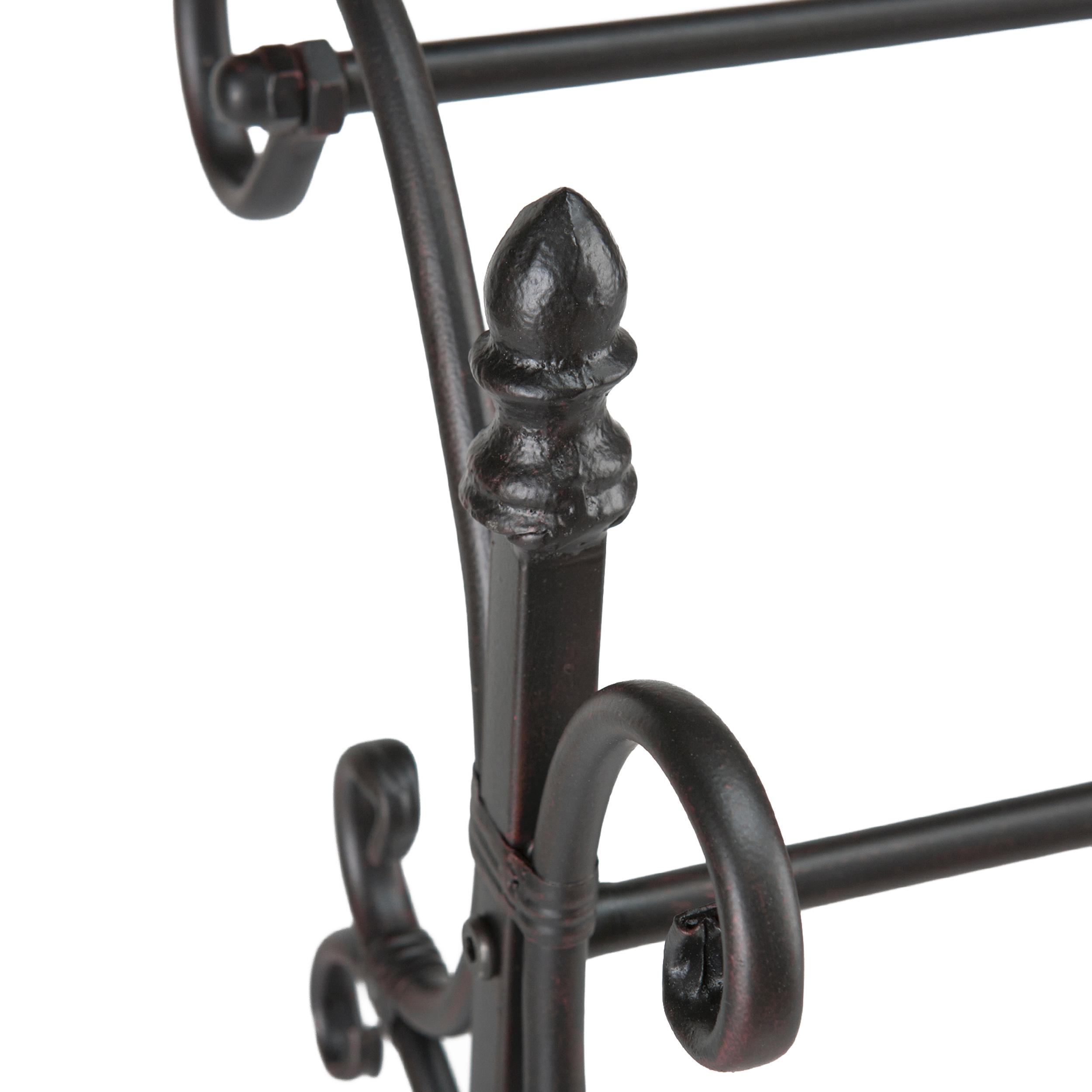 Southern Enterprises Scroll 3 Blanket Rack, Black with Bronze Rub Through Finish