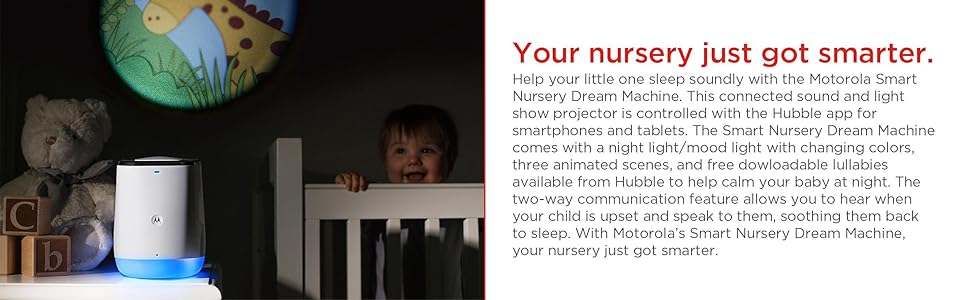Motorola Smart Nursery Dream Machine Connected Sound and Light Projector with Audio Monitoring