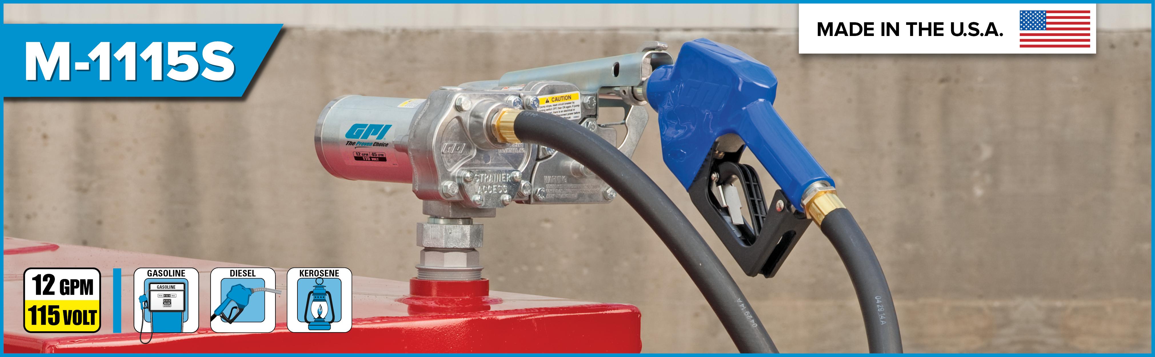 GPI 11000087, M1115SMU Fuel Transfer Pump, 12 GPM, 115VAC, Lockable