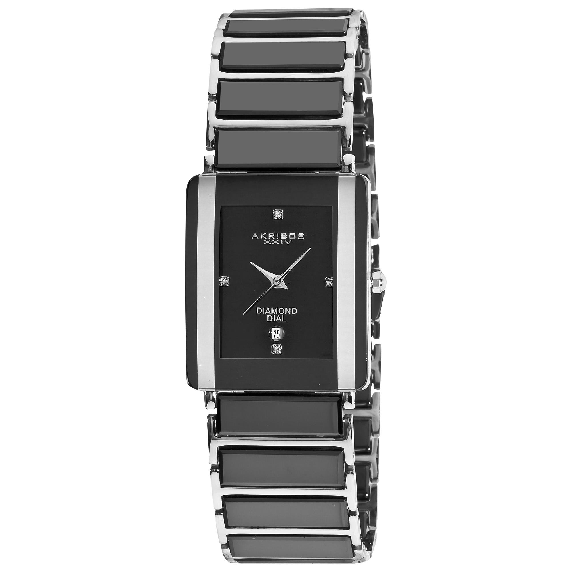 Akribos XXIV Men's AK521BK Ceramic Rectangular Quartz