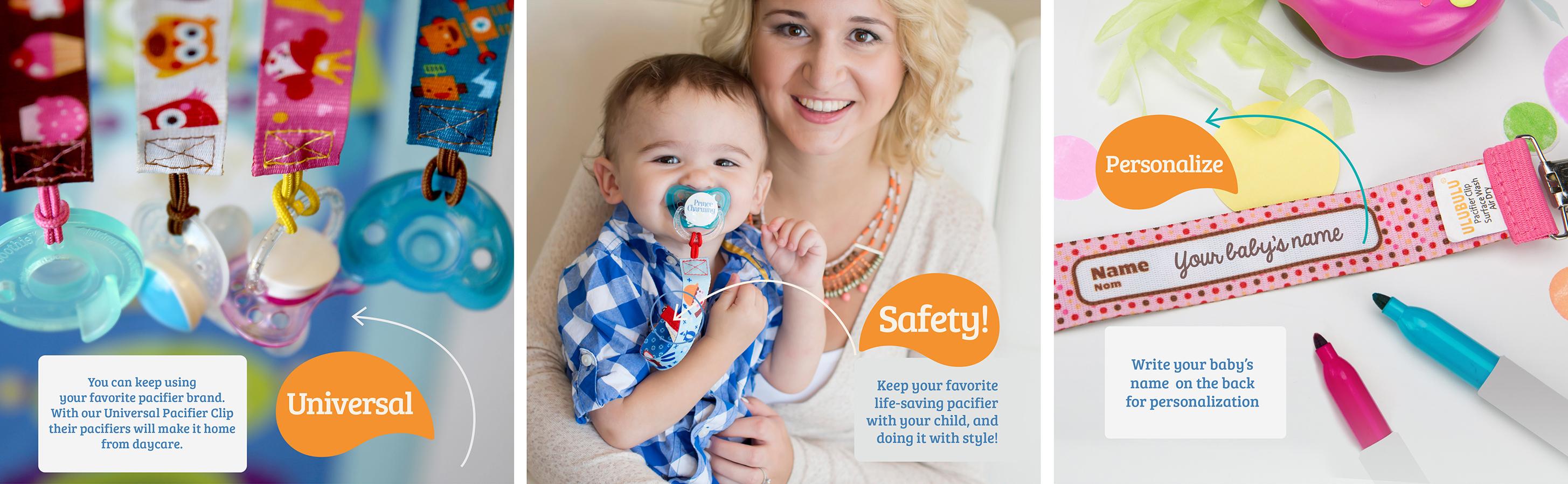 Ulubulu Universal Pacifier Clip, Oliver Owl Baby