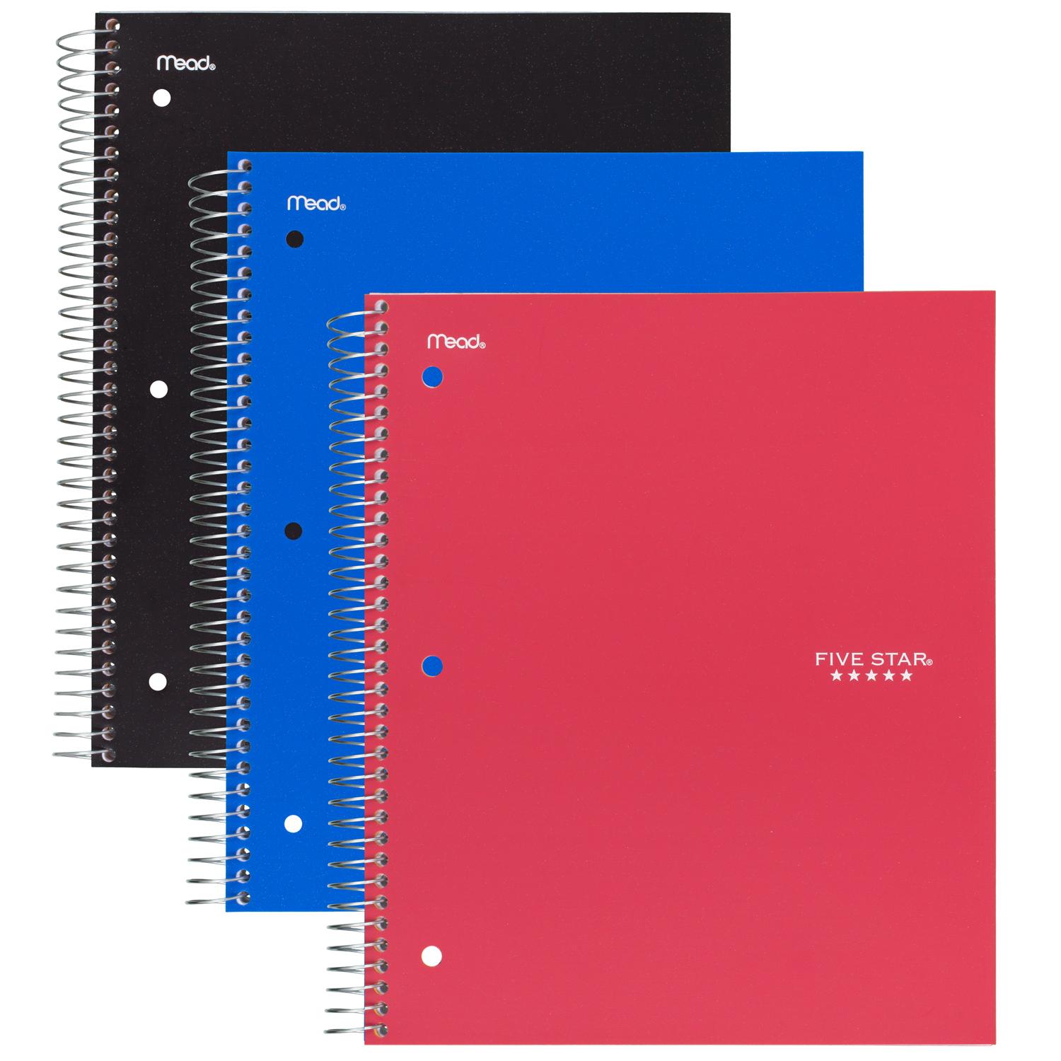 Five Star Spiral Notebooks, 1 Subject, Wide Ruled Paper