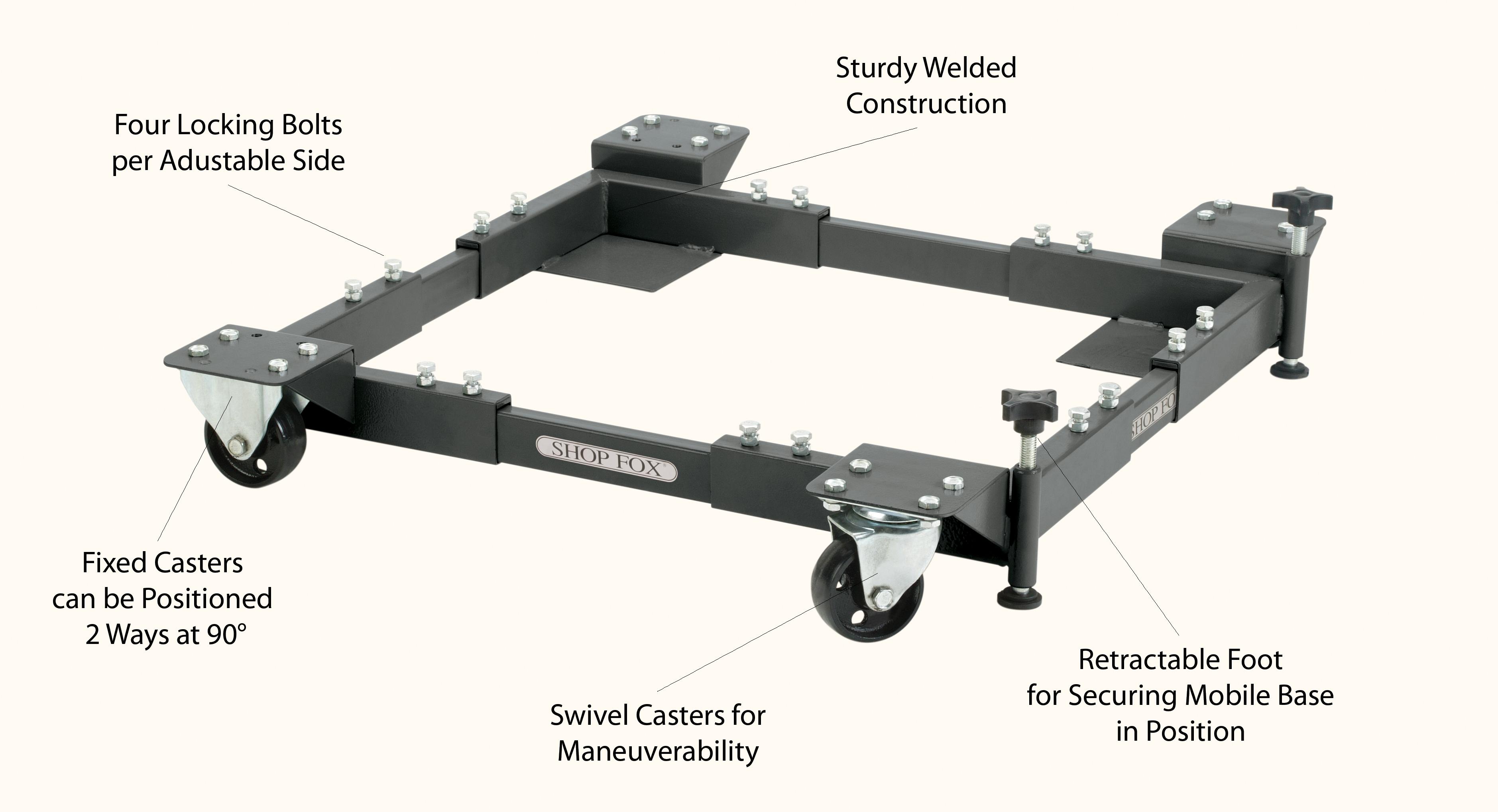 Shop Fox D2058A Adjustable Mobile Base, Large