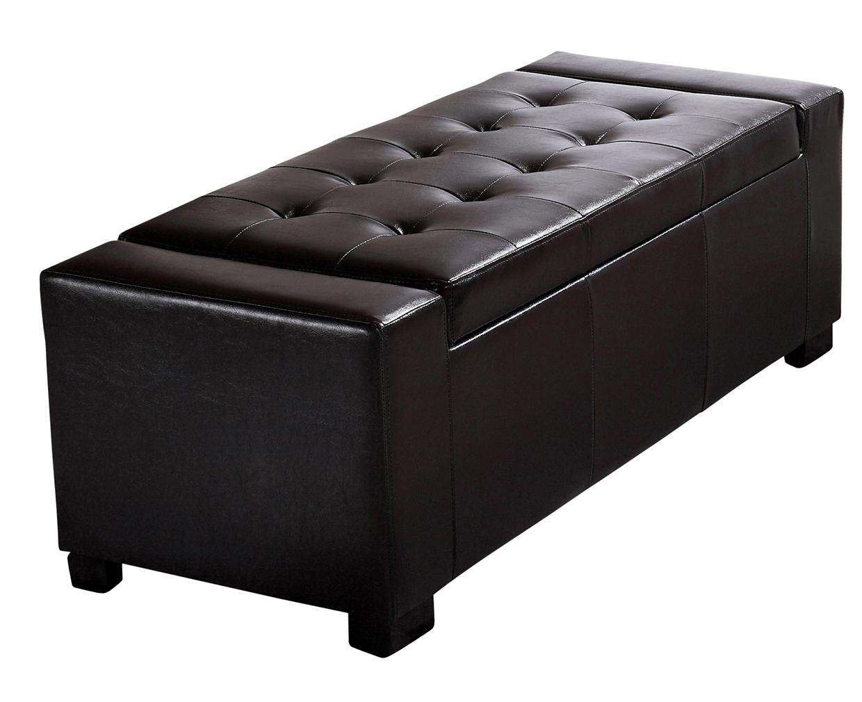 Simpli Home Laredo Rectangular Storage Ottoman, Large, Dark
