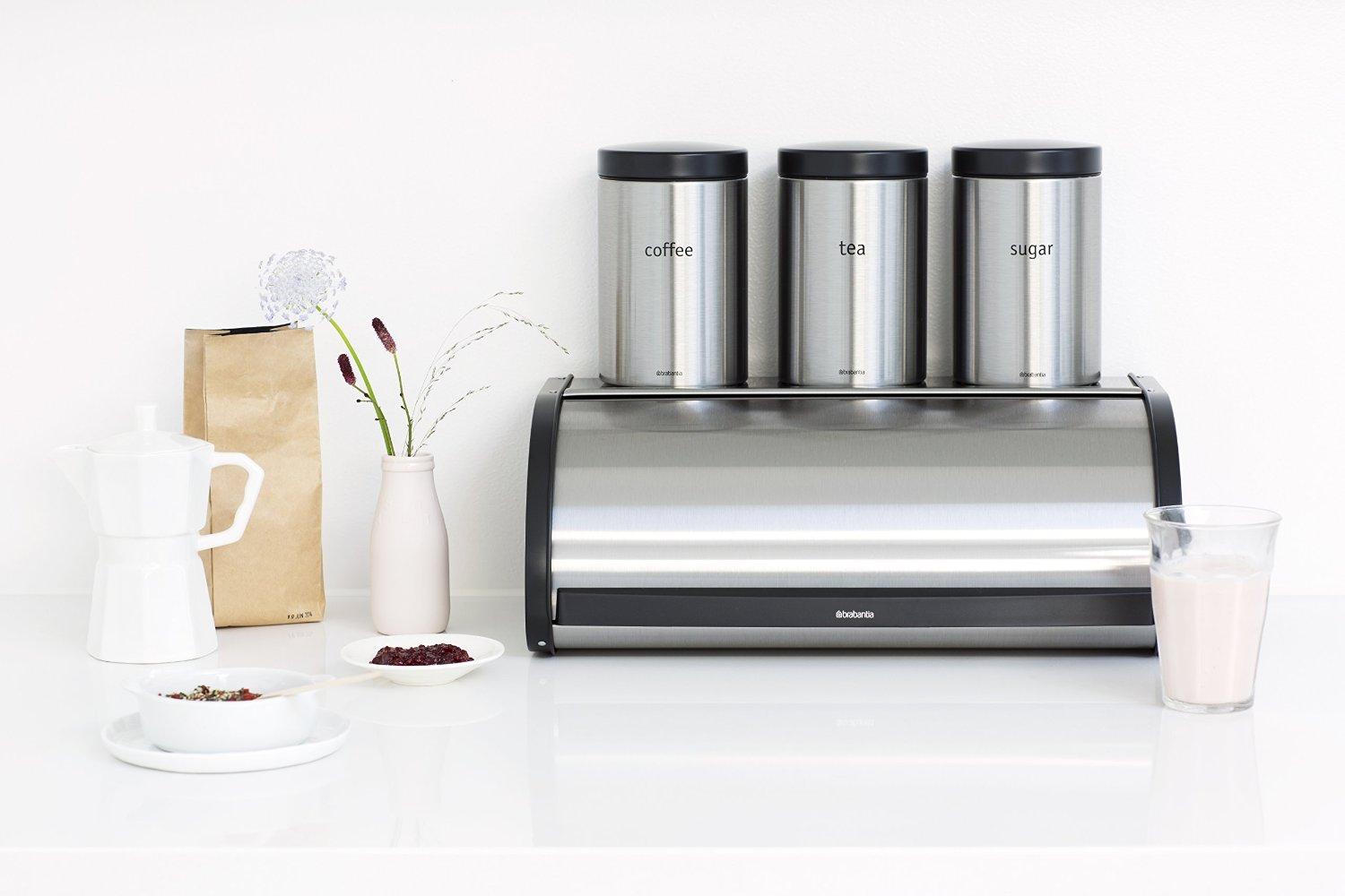 Brabantia Roll Top Bread Box Matte Steel Fingerprint Proof Kitchen & Dining