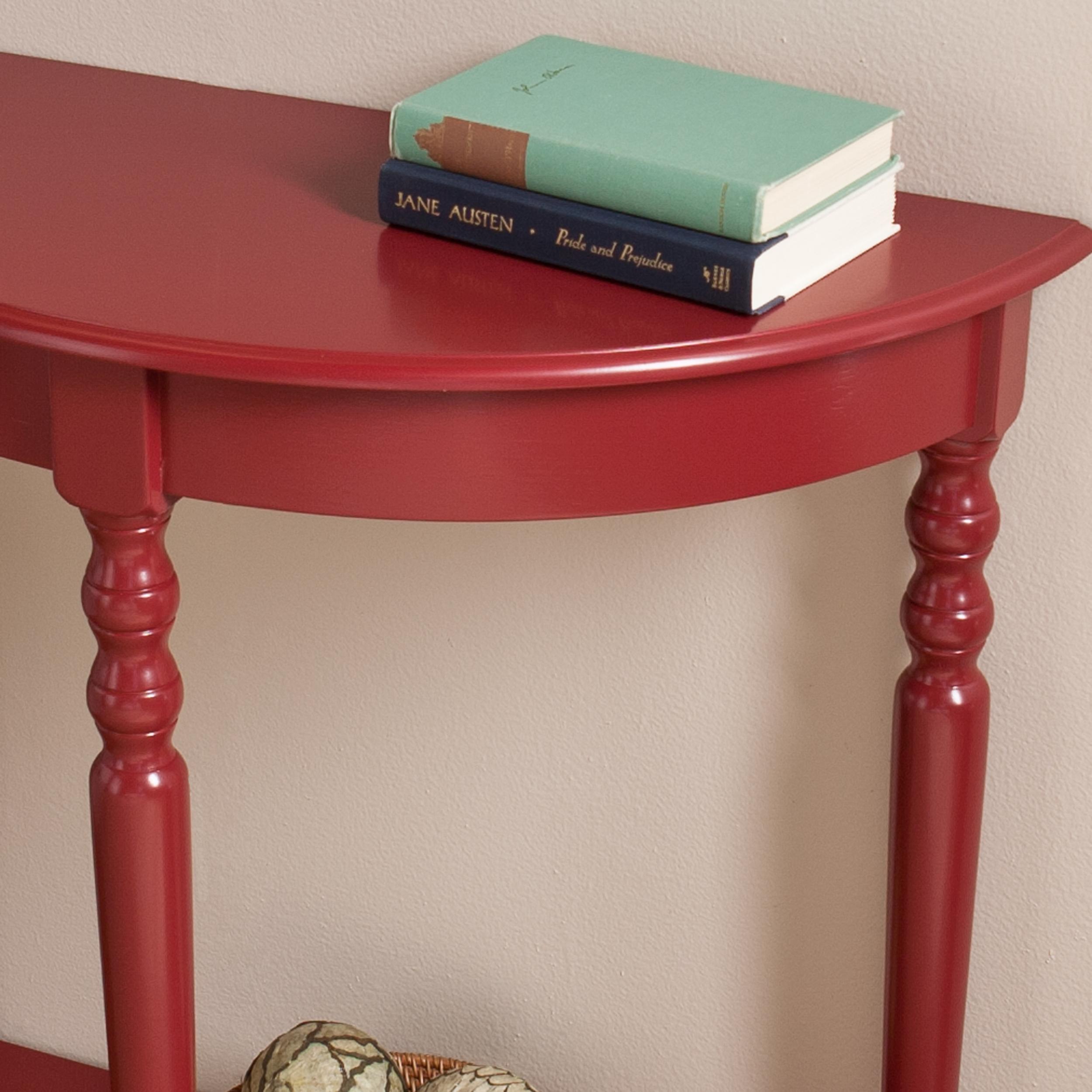 Southern Enterprises Tyra Demilune Accent Table, Red Finish